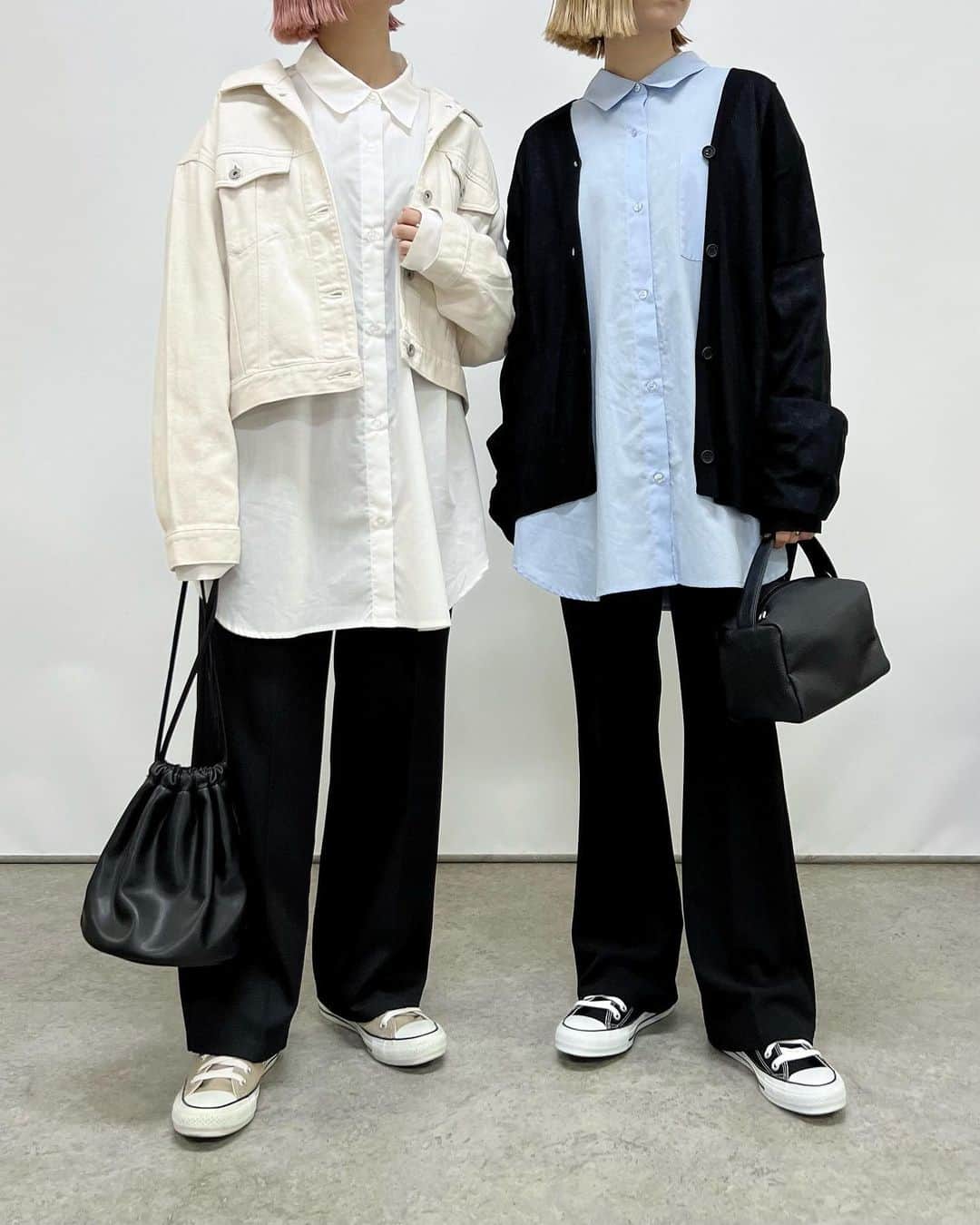 SAYUNAOさんのインスタグラム写真 - (SAYUNAOInstagram)「UNIQLO、GUアイテムを使った お気に入り7コーデ  左sayu  右nao 身長157㎝で下記アイテム着用しています🦕🦕  【2枚目】 UNIQLO WOMEN #デニムショートジャケット (XLsize) @angie_vintage_official  カレッジロゴオーバーサイズロンT(Msize) UNIQLO WOMEN #デニムジャージーナローロングスカート (丈標準)(Ssize)  【3枚目】 ◼︎左◼︎ UNIQLO WOMEN デニムショートジャケット (XLsize) しまむら TT*ビッグシャツ(Msize) オフホワイト  527-0894  しまむら TT*ストレートPT(Msize) ブラック  525-3331  ◼︎右◼︎ しまむら TT*ルーズニットCD(Msize) ブラック  530-1916  しまむら TT*ビッグシャツ(Msize) サックス  527-0896  しまむら TT*カットJZフレアPT(Msize) ブラック  525-3313   【4枚目】 @wego_official  マルチWAYカラーシャツ GU WOMEN #ソフトリブクルーネックT (Msize)  GU WOMEN #ローウエストバギーパンツ (Msize)  【5枚目】 UNIQLO WOMEN #ロングジレ (Lsize) @angie_vintage_official  カレッジロゴオーバーサイズロンT(Msize) UNIQLO WOMEN #タックワイドパンツ (丈標準)(Ssize)  【6枚目】 GU WOMEN #2wayトレンチコート (Lsize) @wego_official  USPOLOだぼそでカラーロンT GU WOMEN #ローライズバギージーンズ  RS(丈標準)(Lsize)  【7枚目】 ◼︎左 ◼︎ しまむら ビッグデニムベスト(Lsize) オフホワイト 528-0252 @sonnylabel  Disney100ピグメントスウェット(Msize) GU ユニセックス #ドライポンチラウンドヘムT (Lsize) しまむら TT*カットJZフレアPT(Msize)　 ブラック  525-3313  ◼︎右◼︎ しまむら ビッグデニムベスト(Lsize) ブラック 528-0258 @sonnylabel  Disney100ピグメントスウェット(Msize) UNIQLO WOMEN #ジャージータートルネックT (Lsize) ボトムス しまむら スリットナローSK(Msize) ブラック  522-2609  【8枚目】 ◼︎左◼︎ UNIQLO WOMEN #ロングジレ (Lsize) TT*ビッグシャツ オフホワイト  Msize 527-0894  UNIQLO WOMEN #バギージーンズ (丈標準)23 ◼︎右◼︎ しまむら TT*ルーズニットCD ブラック  Msize 530-1916  TT*ビッグシャツ サックス  Msize 527-0896  しまむら TT*ストレートPT ブラック  Msize 525-3331   @uniqlo_jp　@uniqlo_with @gu_for_all_ @gu_global @shimastyle.jp　@flc___official  ☞☞☞ 痩せやすい体作りにも 骨盤ケア#ギュギュギュ  これを履いていると代謝がアップされるから 冷えやむくみで悩んでいる方にもおすすめ◎  腰痛や肩こりの改善に繋がるのもうれしい♪  今200コ限定の全身ケアセットが 発売されてるみたい✧˖° ストーリーに詳細とリンクを貼ってあるので 気になる方は是非🕊️  @monstella_official @gyugyugyu_official #骨盤ショーツ #AD」3月18日 17時48分 - sn__linklink