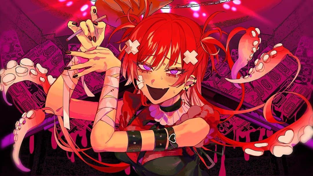 くろうめのインスタグラム：「イカ焼きリストガール / 可不  イラスト担当させて頂きました。 よろしくお願いいたします🦑 niconico： nico.ms/sm41949227   #illustration #artwork」