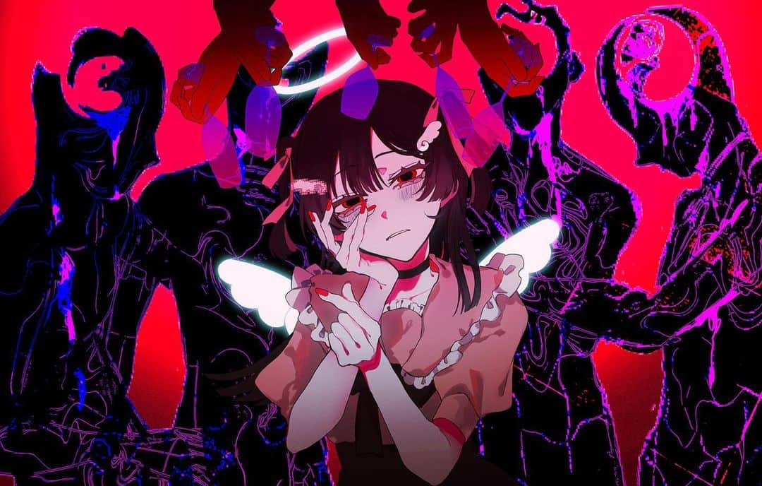 くろうめのインスタグラム：「狂愛happy end/いずん≒ feat.Mai  イラスト担当させて頂きました。 よろしくお願いいたします🥂 niconico : nico.ms/sm41948389  #illustration  #artwork」