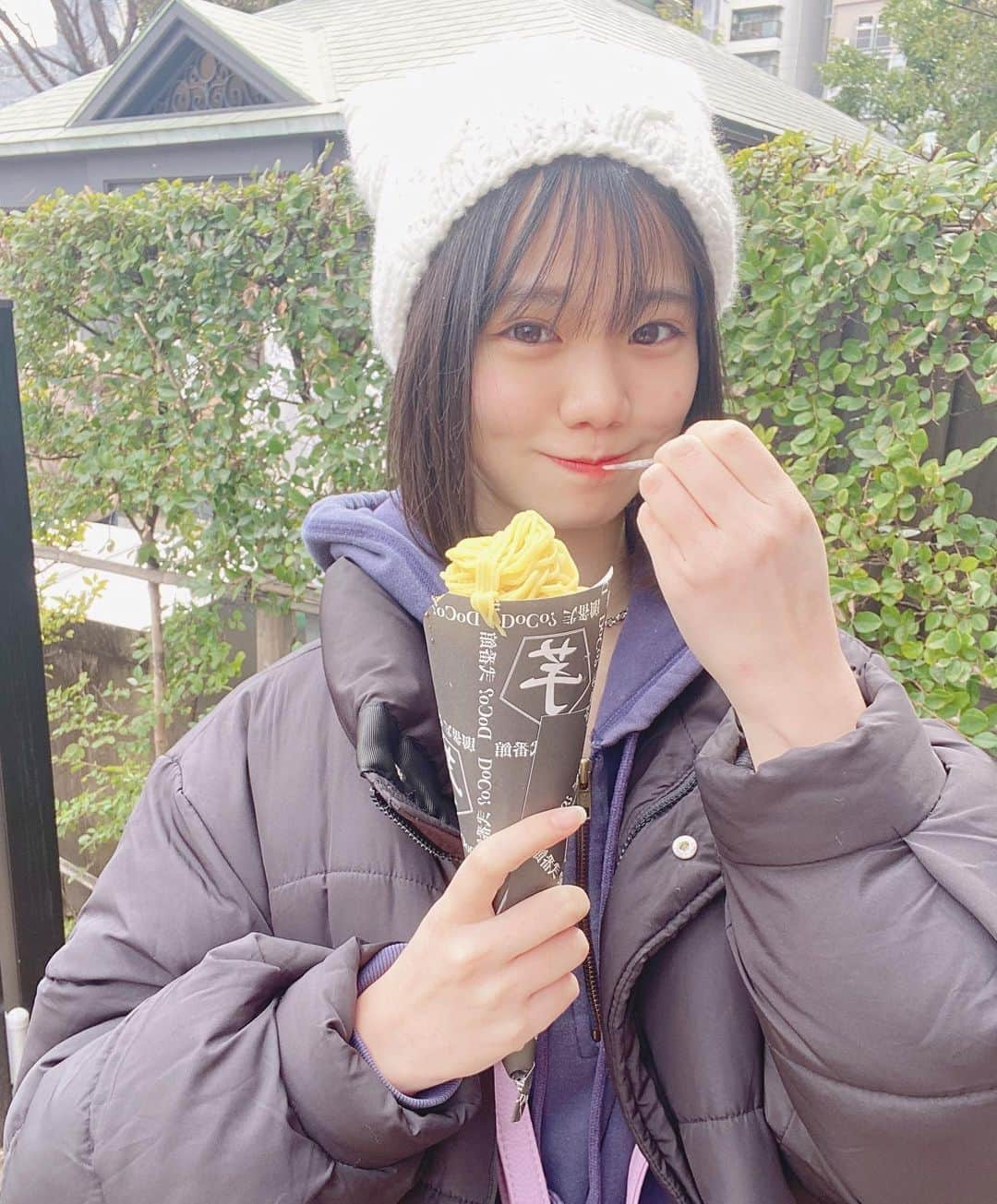 竹内ななみさんのインスタグラム写真 - (竹内ななみInstagram)「♡  焼き芋パラダイス行ったときの🍠  お芋でお腹がいっぱいになって幸せでした＾＾  ・ ・ ・ ・ ・ ・ ・  #焼き芋 #芋 #芋スイーツ #ボブ #黒髪ボブ #アイドル #idol #japaneseidol」3月18日 20時15分 - nanami.1002