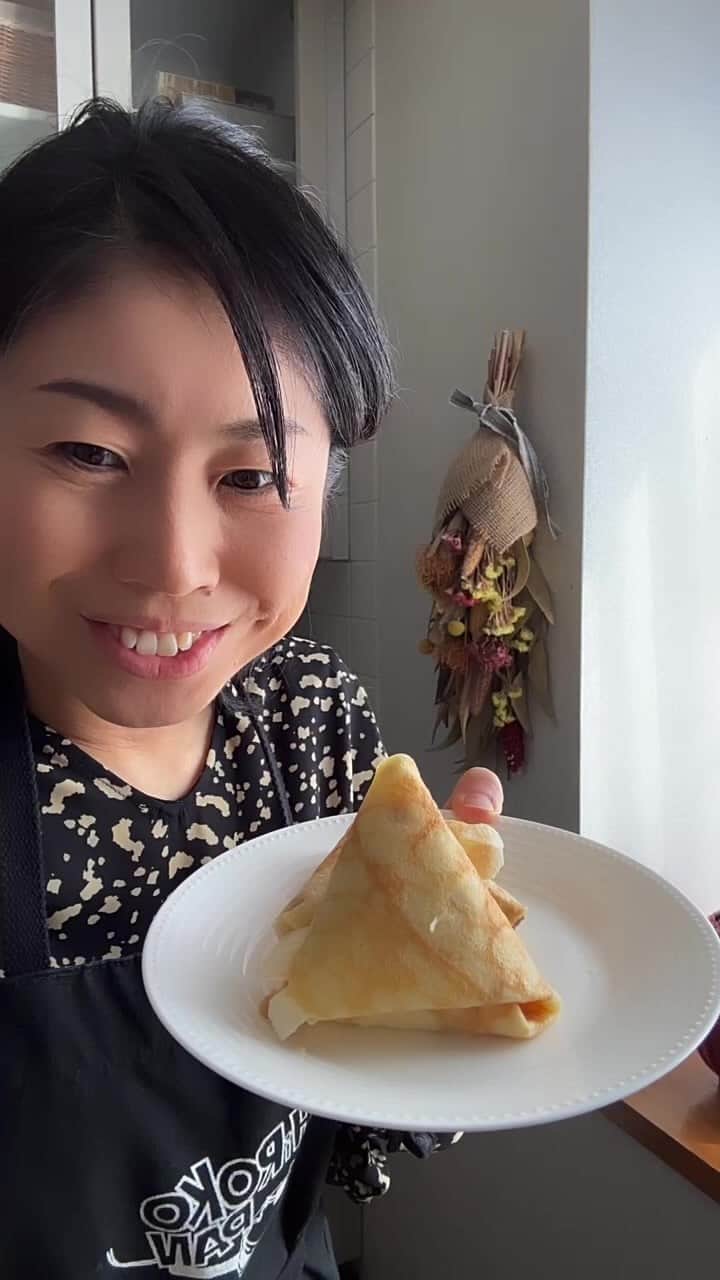 のインスタグラム：「さんかくクレープ作りましたー」