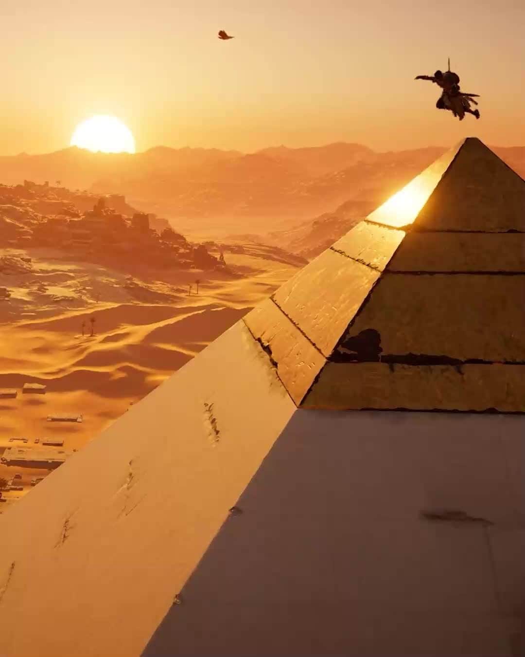 アサシン クリードのインスタグラム：「Sliding down a pyramid? Yes. This is Assassin's Creed Origins.   #AssassinsCreed」