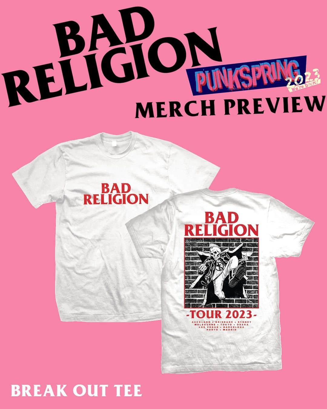 Bad Religionさんのインスタグラム写真 - (Bad ReligionInstagram)「Merch preview for our upcoming @punkspring_fes shows in Osaka and Tokyo.」3月19日 11時58分 - badreligionband