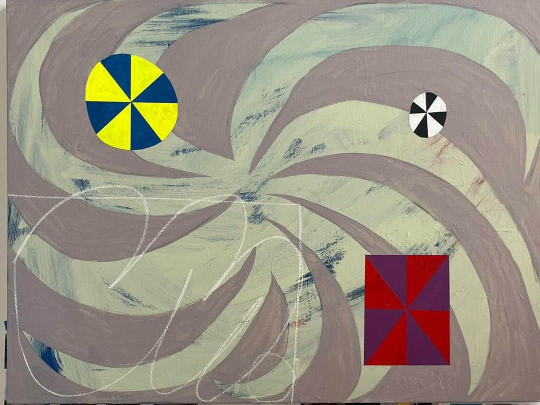 のインスタグラム：「wip landscape 30” x 40” acrylic」