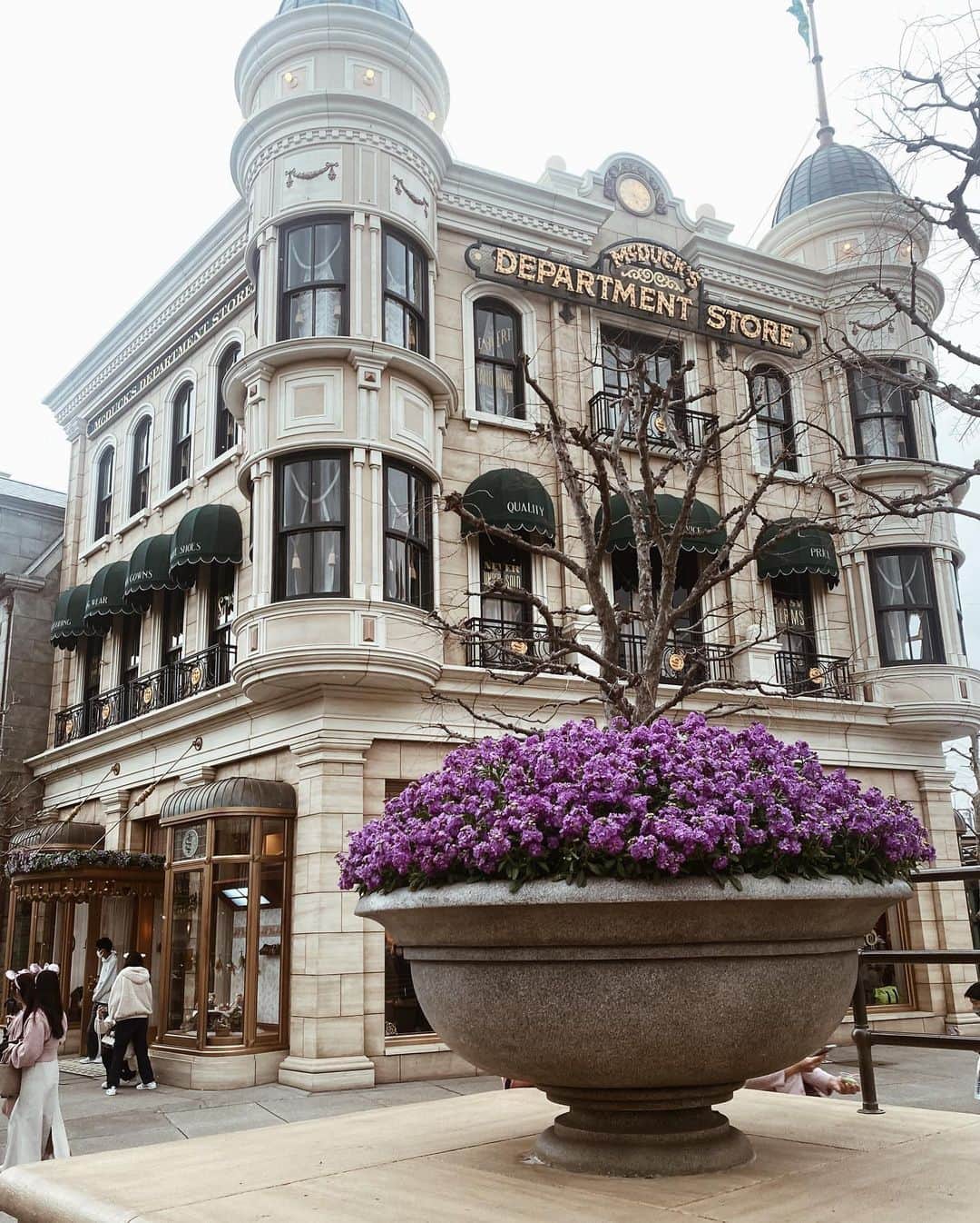 のインスタグラム：「🌏🤍🏰  夕方から雨が止む予報で、 急遽行っちゃおうーっと🪄 10年ぶり...？に行ってきたよ🌸 どこを見ても綺麗な景色に癒されてきた🫶  #tokyodisneysea」