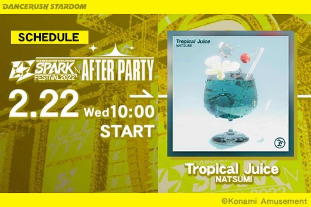DJ NATSUMIのインスタグラム：「✨Release Announcement✨ I had the opportunity to compose music for KONAMI's arcade game "DANCERUSH STARDOM"  🍹NATSUMI - Tropical Juice🍹  I'm back on DRS again!!!! This time I made Bass House, which is the exact opposite of the difficult song "HARD MODE" from last time. I hope you enjoy playing my music again! and, I am also working on other music games! Enjoy!  .」