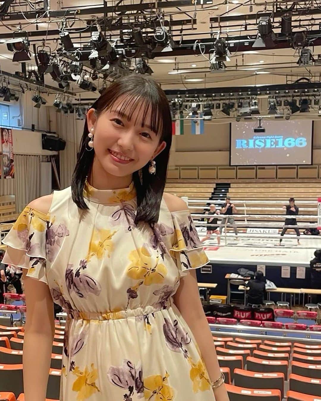志田音々のインスタグラム：「🥊 本日開催されました #RISE166 にゲスト出演させていただきました🌼  RISE20周年おめでとうございます☺️おめでたい場にご一緒させていただき有難いです。私自身はRISEを知りたてですが、もう既に前のめり観戦で毎度楽しませてもらってます🔥  今夜は特段と盛り上がった‼︎ 皆様お疲れ様でした🍀  AbemaTVで視聴できます📺」