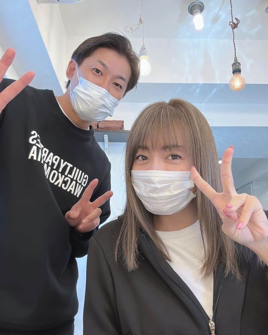 仁科仁美のインスタグラム：「@rrsalon_ にてトリートメント♡  髪の毛生き返り！！サラ艶髪♡  カラーもやっていただいて満足♬」