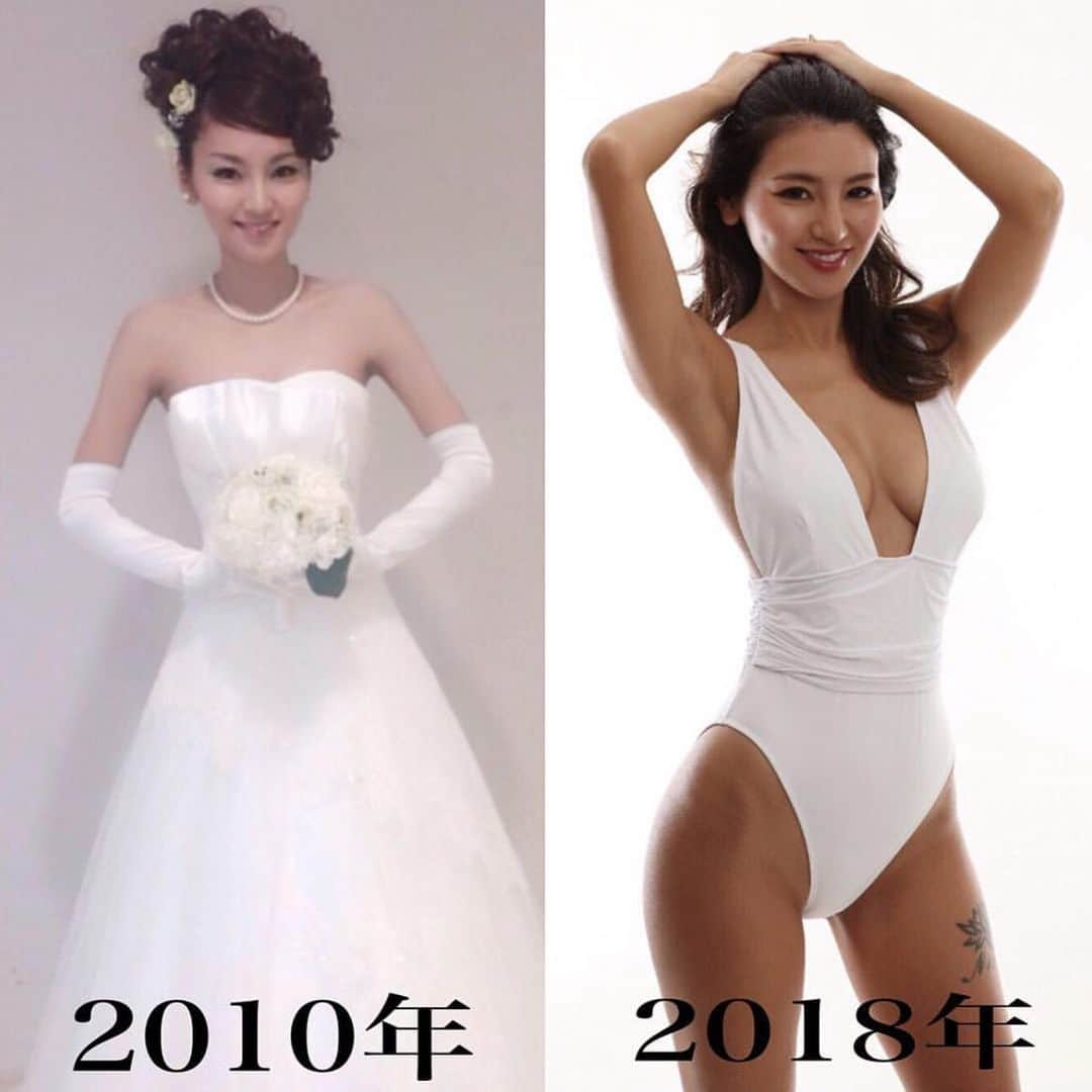 奈保のインスタグラム：「こーゆーの載せるのすっごく恥ずかしいけど 誰かの勇気になれば嬉しいです😽 ガリガリからのメリハリBODYは簡単じゃなかった。 でも、女性らしいメリハリBODYを作るためのトレーニングと食事を継続すればここまで変われたの🥺 これからみんなにも共有していきたいです！  まずはどんなカラダになりたいか イメージする所から始めましょ😌  ______ #ビフォーアフター #栄養士 #資生堂のブライダルモデルやってた頃は5号のドレスでも緩かった #女性らしい身体への追求 #一生続けるボディメイク」