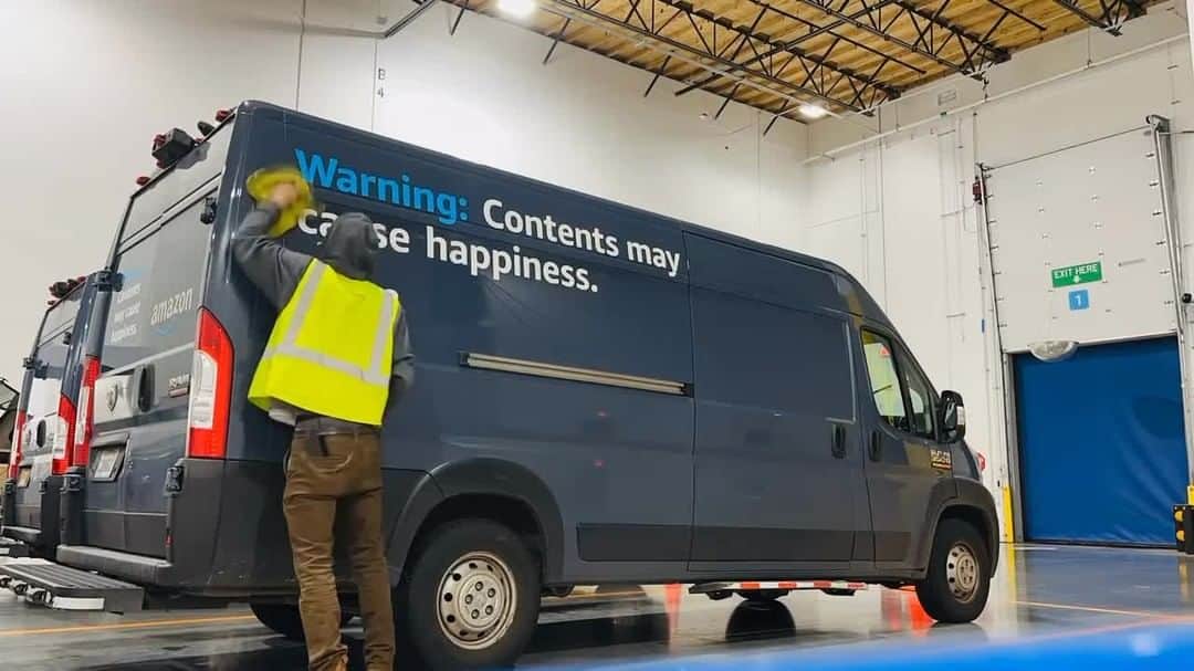 Amazonのインスタグラム：「Warning: Our new van slogans may cause big smiles and unexpected chuckling.」