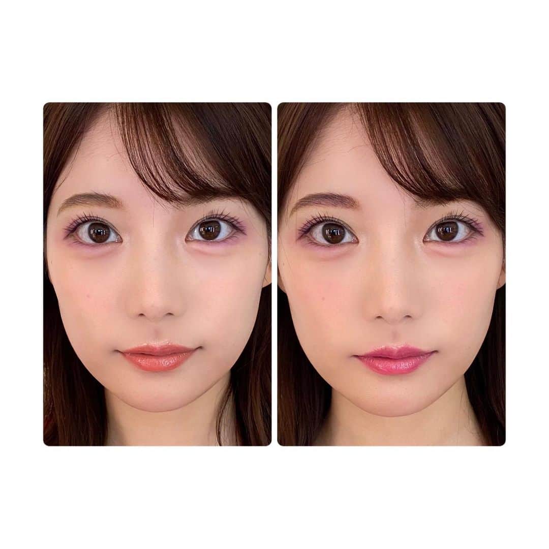竹俣紅のインスタグラム：「💄 けさの『めざまし8』#LifeTag では 私の顔を例に、メイクの違いをお伝えしました。 ⁡ ⁡ 今回、メイクを手軽に学べる本をご紹介するために、このビフォーアフター写真を撮ったのですが、 完全セルフメイクなので、 細かいところが未熟なのはお許しください🙏 ⁡ ⁡ 左がbeforeのメイク。 アイシャドウのパープルと、他のパーツの色が合っていないので、 パープルが浮いてしまいます💦 ⁡ そこで、チークもリップもパープルに近い色にしたのが、右のafterです。 こうすることで、パープルアイシャドウだけが浮くことなく、 顔全体に統一感が生まれます✨ ⁡ ⁡ 私のメイクが参考になるかわかりませんが、、、 afterのメイクの方法を 2枚目にまとめました。 ⁡ 使ったコスメの名前を書くことはできないのですが、 パープルのチークやアイブロウを用意するのではなく、 パープルのアイシャドウを他のポイントメイクにもふんわりのせてみましたよ〜 ⁡ ⁡ #メイク #パープルメイク #めざまし8」