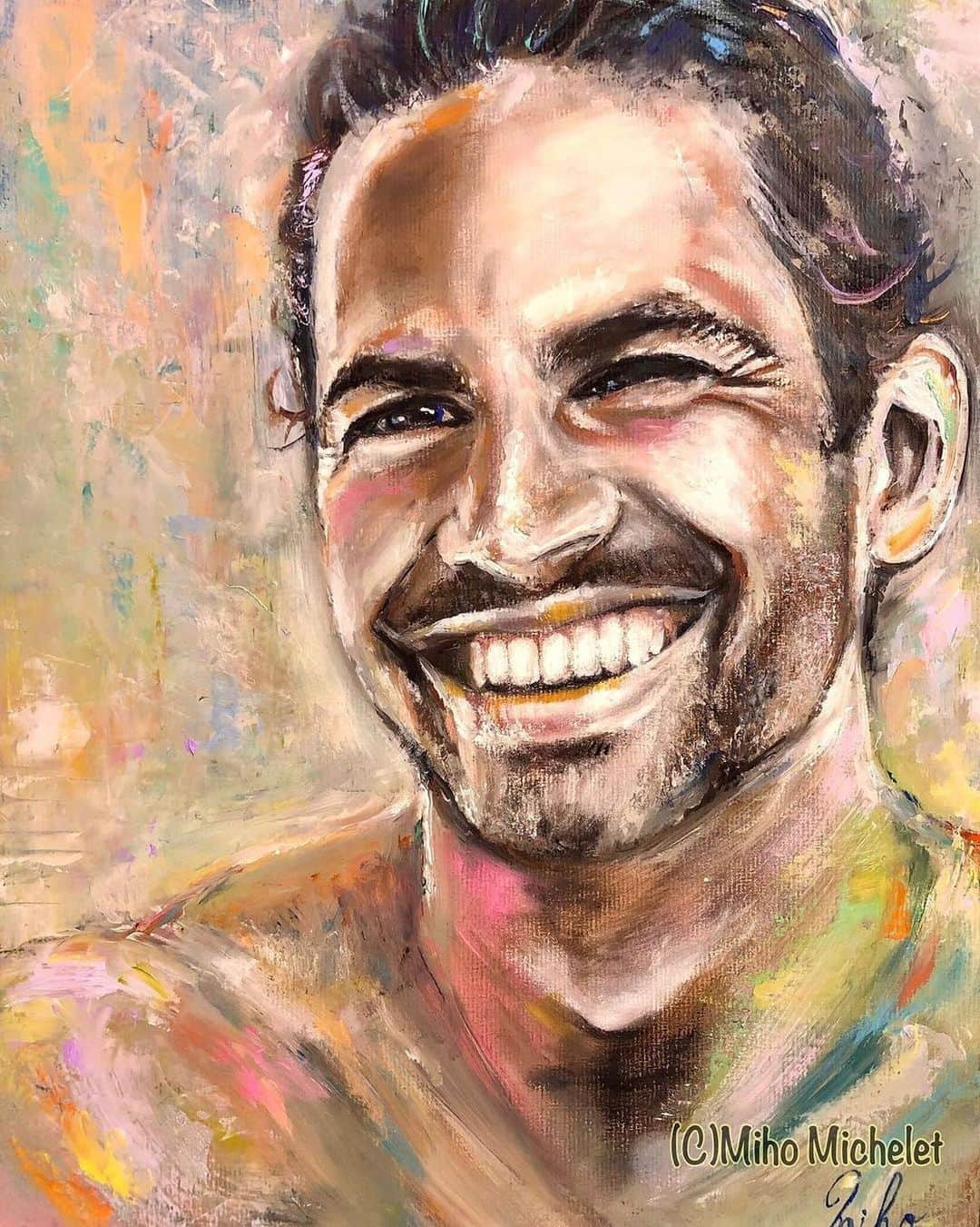 ポール・ウォーカーのインスタグラム：「Pastel & oil portrait by @stickwitumihonya from Japan. We love it! 🎨 #FanArtFriday #TeamPW」