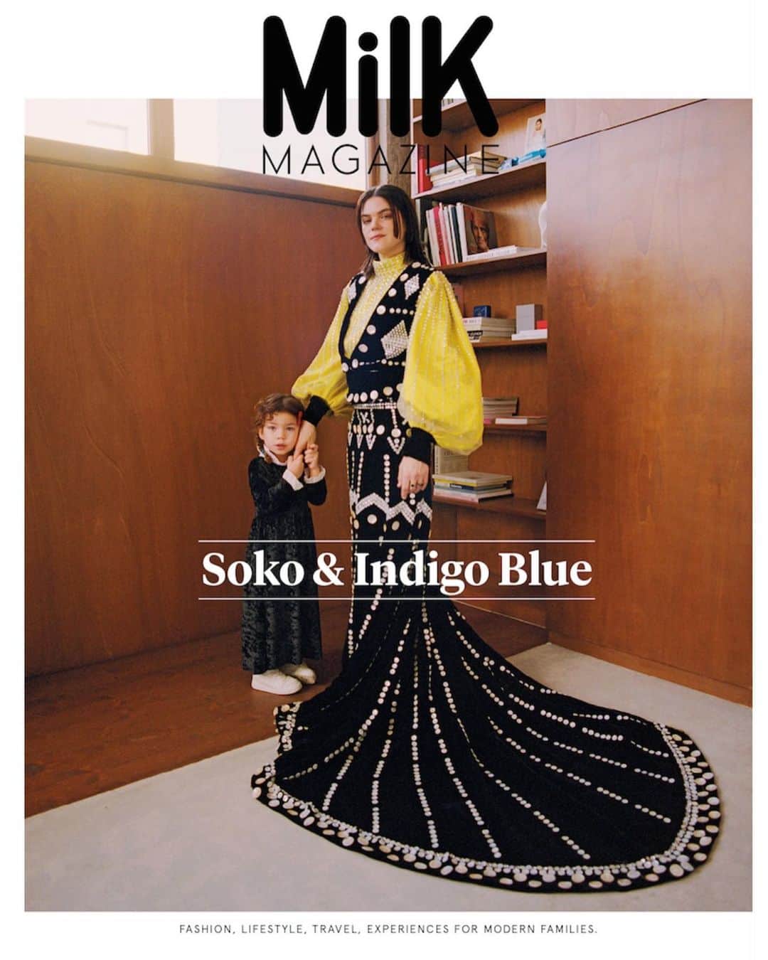 ソーコのインスタグラム：「My dream cover shoot for @milk_magazine with my biggest love ❣️ and the best best team !  Thanks for capturing memories that i will treasure forever 💎   📸 @_melanie_ _rodriguez_   Soko styled by @elissacastelbouloiret  in @gucci and Indigo styled by @melaniehoepffner in @mini_rodini   hair @tomoko_ohama make up @aureliedeltour_makeup  studio @studiomimi_ma」