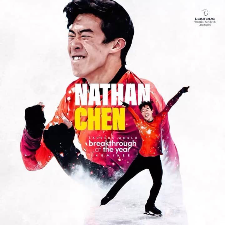 ネイサン・チェンのインスタグラム：「👏 #Laureus23 World Breakthrough of the Year Award Nominee, @nathanwchen is a stunning skater and his mastery of quadruple jumps was at the heart of his Olympic Winter Games triumph in 2022 ! 💫  @olympics | @teamusa」