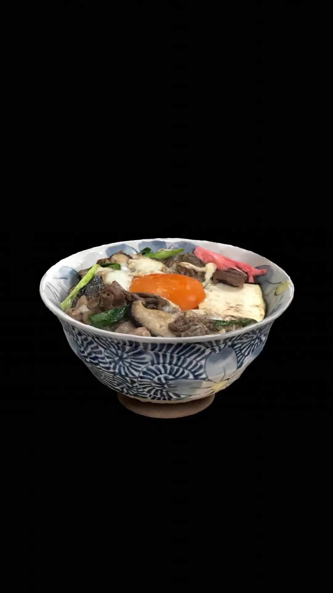 Cooking with Dogのインスタグラム：「Sukiyaki Bowl, 3D scanned with Trnio Plus! @trnio3d 🐮🥚🍚😋 Full recipe here: https://youtu.be/5lYheSCVVeI すき焼き丼をTrnio Plusで3Dスキャンしました！👩‍🍳🐩😍レシピはリンクをチェックしてね #trnio #trnioplus #photogrammetry #3Dスキャン #フォトグラメトリ #sukiyaki #すき焼き」