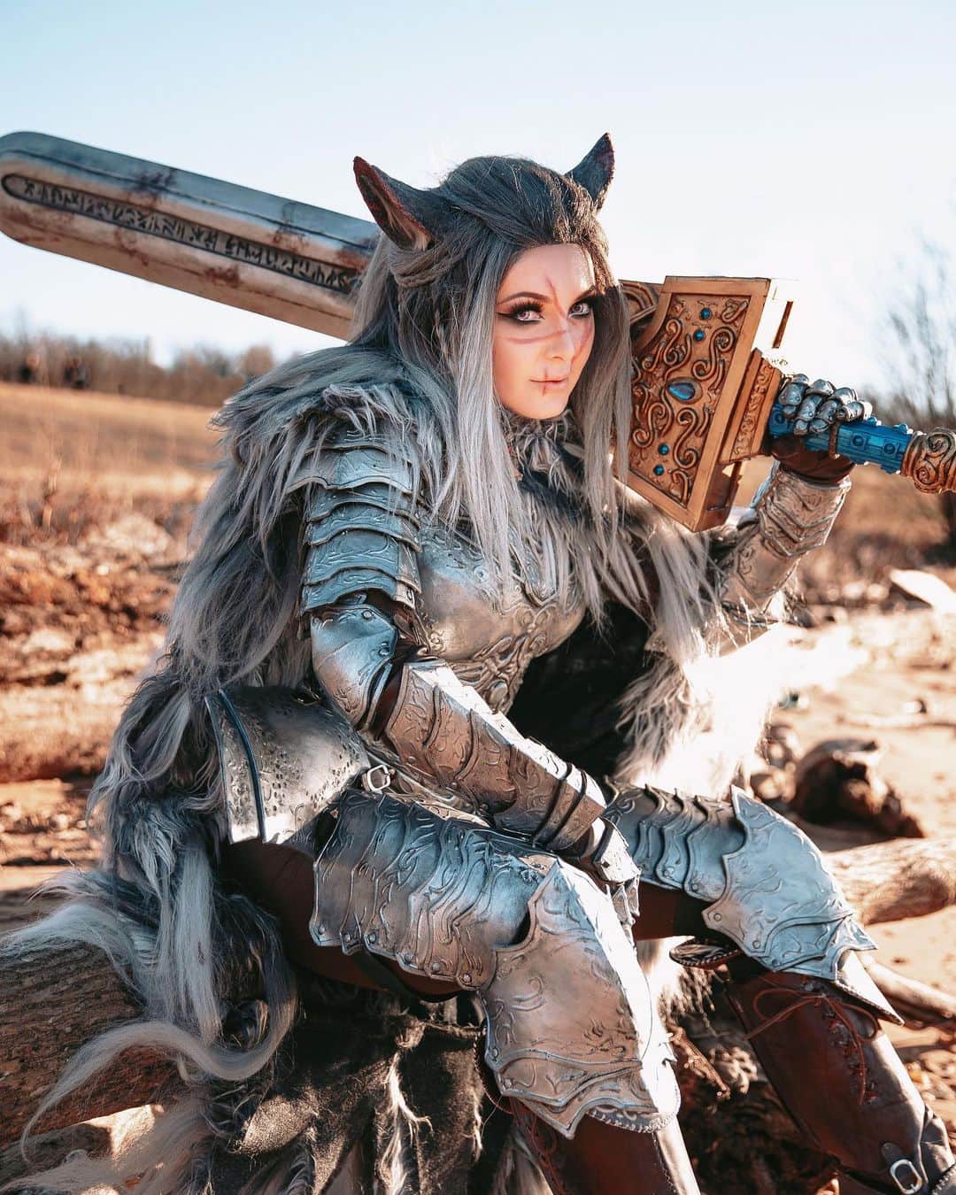 Jessica Nigriさんのインスタグラム写真 - (Jessica NigriInstagram)「BLAIDD THE HALF-WOLF! I FEEL SO FN COOL!!!  Costume and prop made by me!  Photo: @worldofgwendana  I am so so stoked with how this all came out!! 💙TELL ME YOUR FAVORITE PIC! 💙I have so many photos from this shoot so please CONSUME THEM TO YOUR HEARTS CONTENT! Only every once in a while am I COMPLETELY CONSUMED by a character hyper-fixation that throws me into building a full armor set like this. If you’ve been following me for a while you know that I am VERY PICKY with what I put my whole craftussy into 💅. This loyal condemned wolf man from ELDEN RING spoke to me so I dove in! THIS IS ALL EVA FOAM AND PUFFY PAINT! (Where is that one elf armor tutorial person and do they know the influence that they have had on us today… a legend) ANYWAYS YES: here is my labor of love and passion project for KATSUCON this past month 💙🐺 thanks for being here and hypin me up when I do these large builds. Being a lil Elder H03 is super fun but this… this right here makes my HEART and SOUL SING.」2月27日 0時44分 - jessicanigri