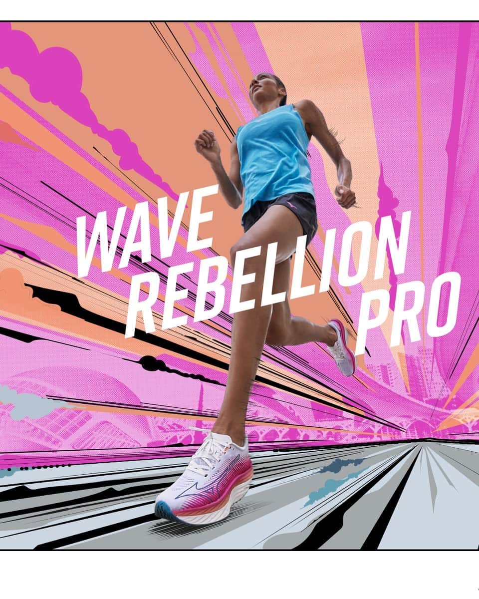 MizunoRunningのインスタグラム：「MIZUNO WAVE  Our first ever carbon reinforced wave plate- the Wave Rebellion Pro helps runners go faster, longer.  #waverebellionpro #rebellionpro #mizunorunning」