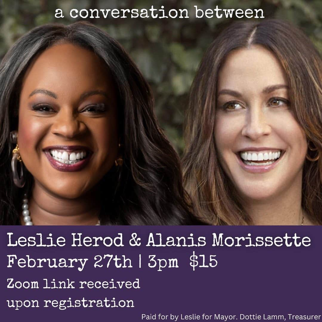 アラニス・モリセットのインスタグラム：「getting into all the big pillars with @leslieherod tomorrow. join us if you can 😍 link in bio #leslieherodformayor #denver #bigbrain #bigsoul #bigheart #vision」