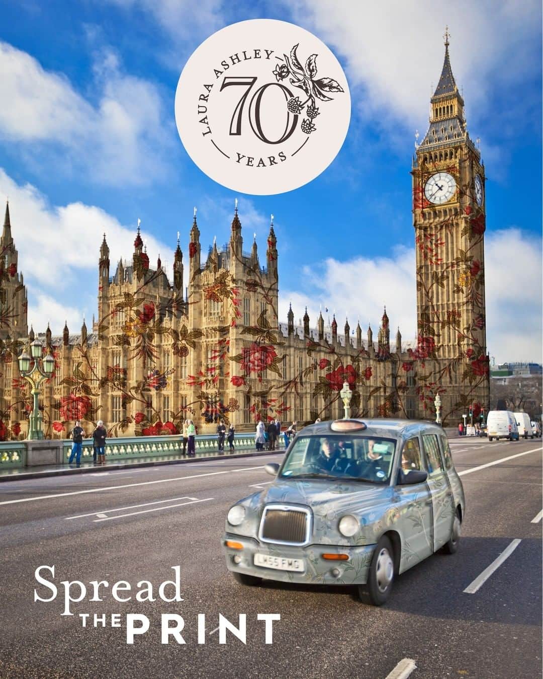 ローラアシュレイのインスタグラム：「Celebrating 70 Years of Laura Ashley, iconic prints have always been at the heart of our brand.  This year we will be spreading our prints far and wide across iconic and unique locations around the world in our newest campaign.  Follow along and see what location will get a Laura Ashley makeover next.  #spreadtheprint」