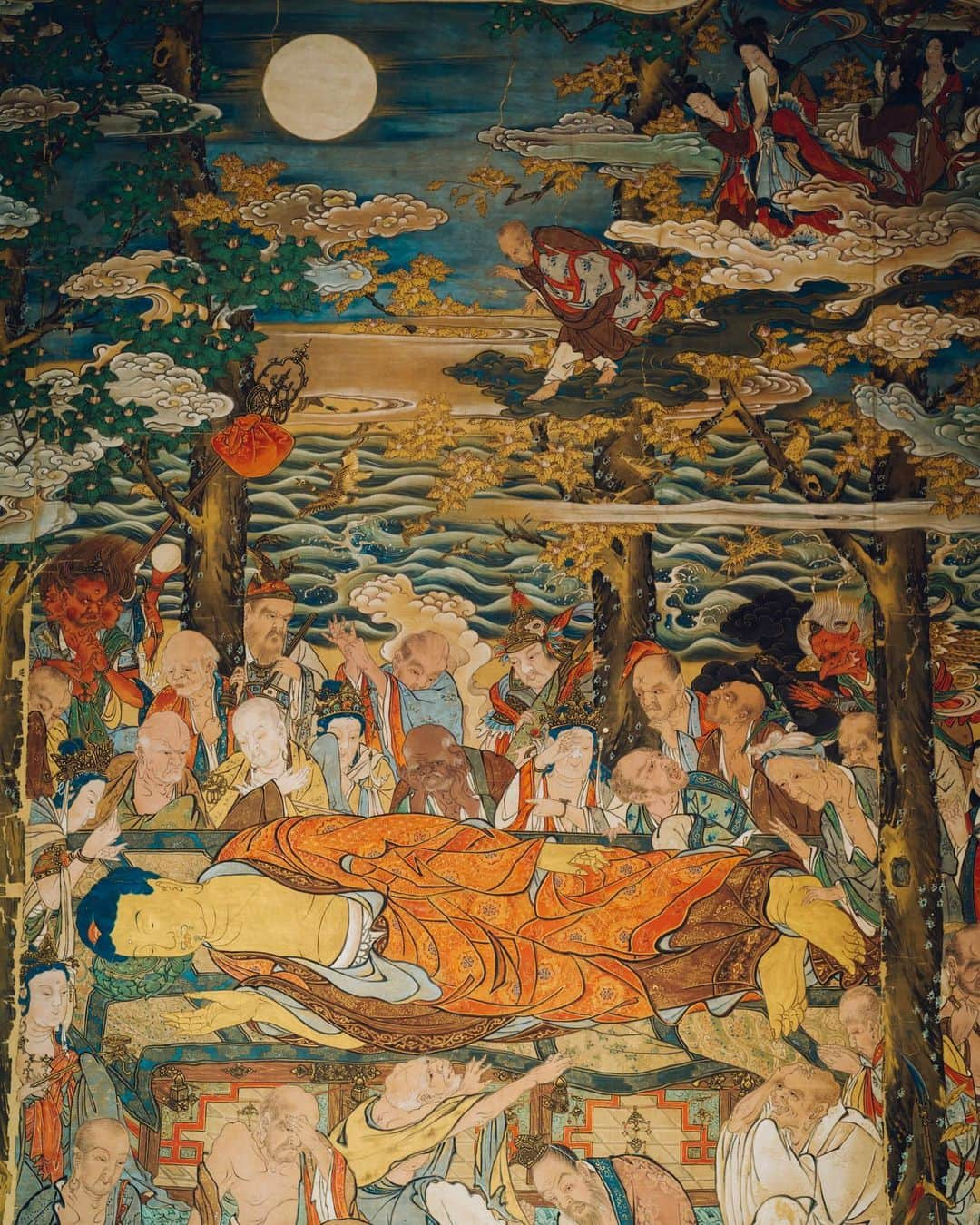 清水寺のインスタグラム：「Nehan-zu | 涅槃図  2.15  On the day when the Buddha reached Nirvana, a memorial service is held in the Sutra Hall, with an exhibition of the Painting of the Buddha Entering Nirvana, which is usually closed to the public. Put your hands together in prayer, while reflecting on the Buddha’s attainments. It is also a rare opportunity to appreciate the painting which is not ordinarily accessible by the public.  仏教の開祖、お釈迦さまの入滅日に、経堂に「大釈迦涅槃図」を掛けて法要をおこないます。お釈迦さまを偲び手を合わせてください。また、通常は公開されていない「大釈迦涅槃図」を間近に見ることができる機会です。」