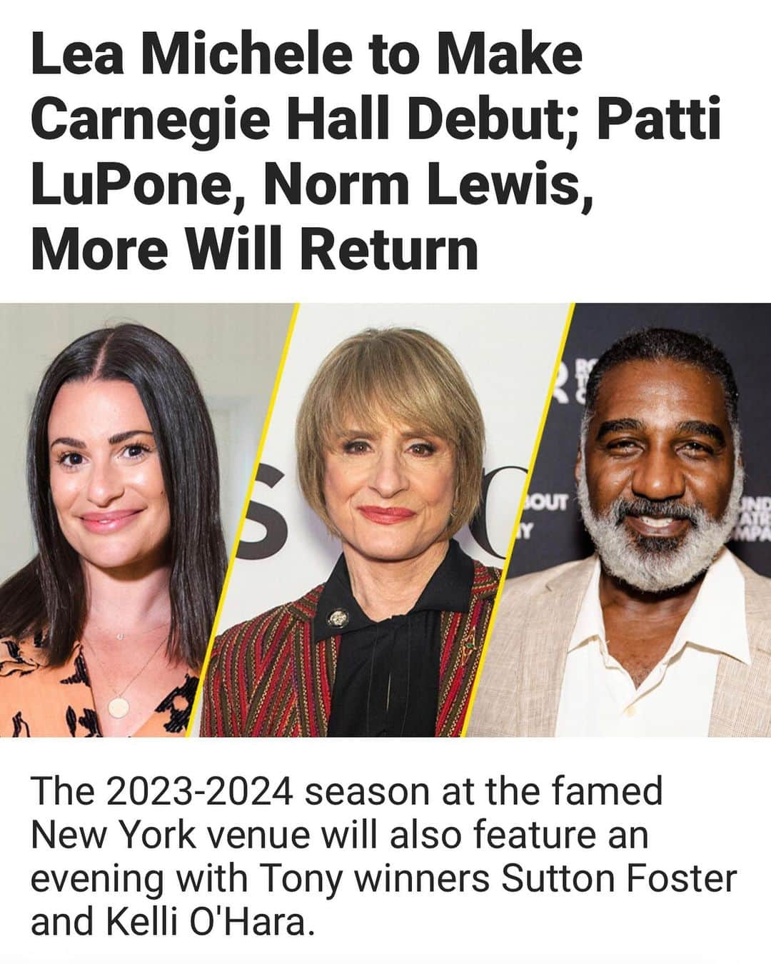 リア・ミシェルのインスタグラム：「See you in October Carnegie Hall! 🎶❤️ https://playbill.com/article/lea-michele-to-make-carnegie-hall-debut-patti-lupone-norm-lewis-more-will-return」