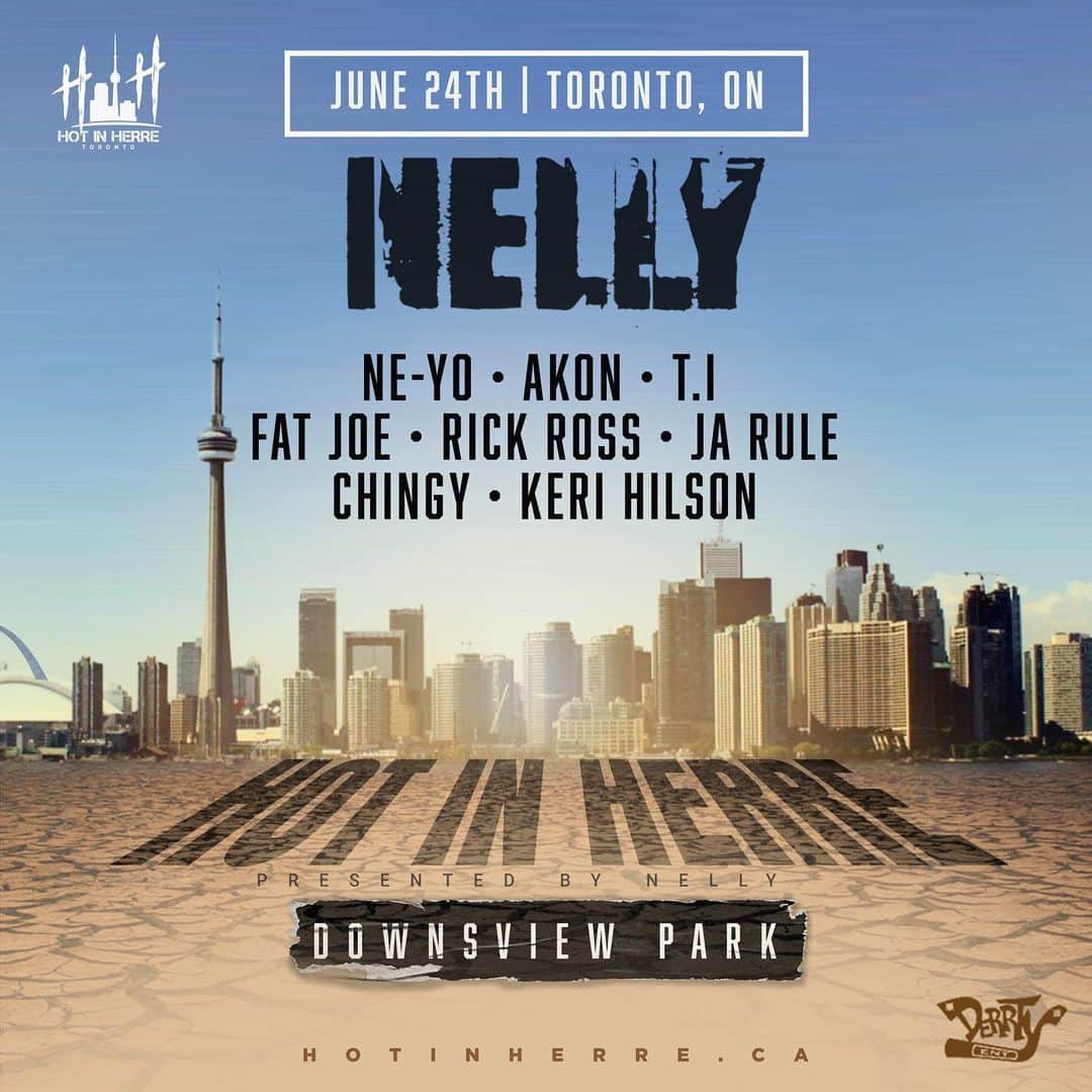 ケリー・ヒルソンのインスタグラム：「Ummm, it’s gettin “Hot In Herre,” Toronto! 🥵🔥   Tickets: www.hotinherre.ca IG: @hotinherre.ca  #Festival #Concert #Toronto #Nelly #Neyo #KeriHilson #Akon #TI #RickRoss #FatJoe #Chingy #JaRule」