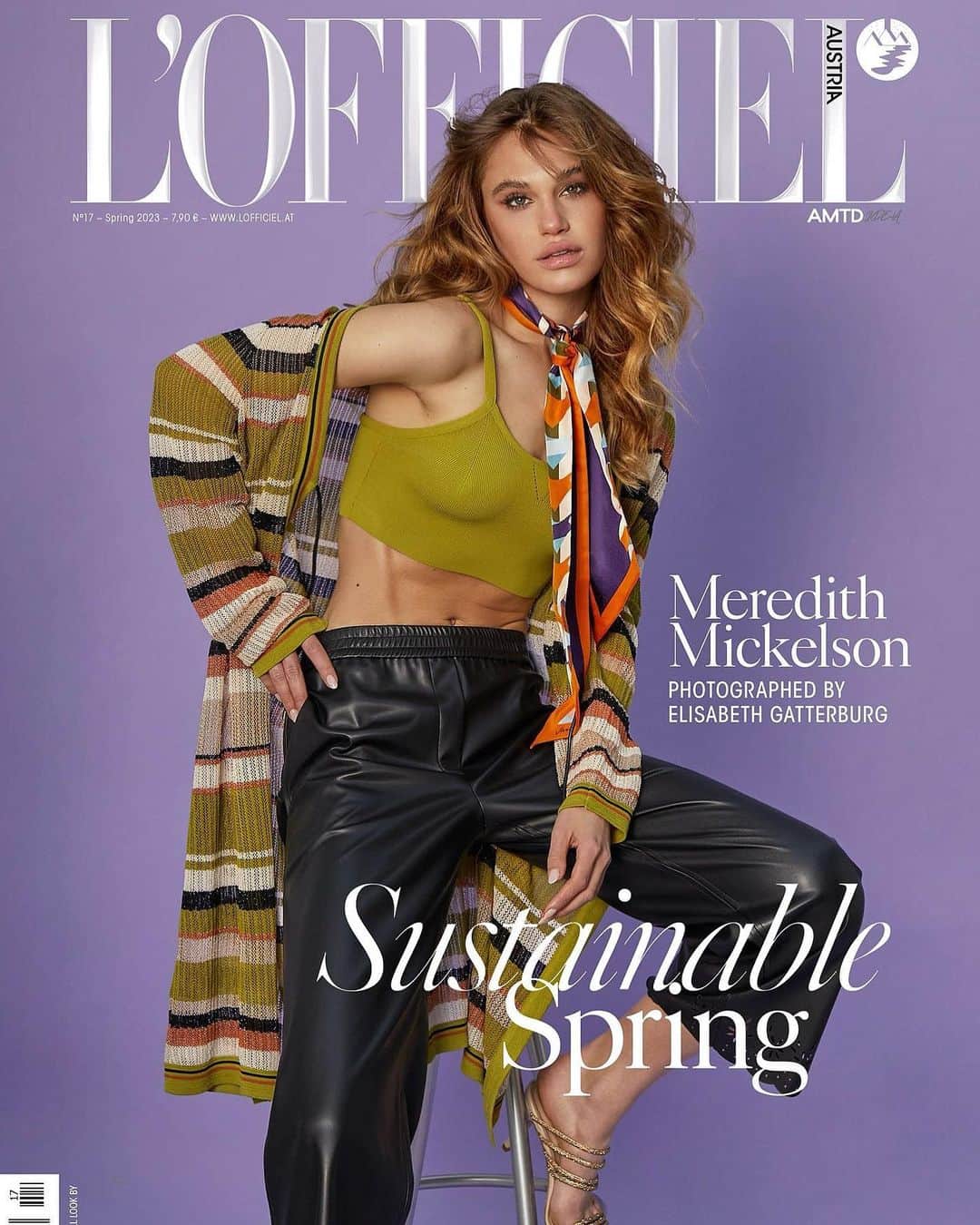 MEREDITH MICKELSONのインスタグラム：「ah!!!!! its out🥹 So beyond thrilled to share this cover and to of worked with such an extraordinarily talented team in the most beautiful place, Vienna❤️  @lofficielaustria proudly presents The Sustainability Issues!  Photographer: @elisabethggatterburg Styling: @miopaternoss Styling assistant: @iamsaborka MUA: @nieves_elorduy Production: @anna.znamensky full look by @marccain Agency: @bornmodels.dk  Manager: @rhisharp」