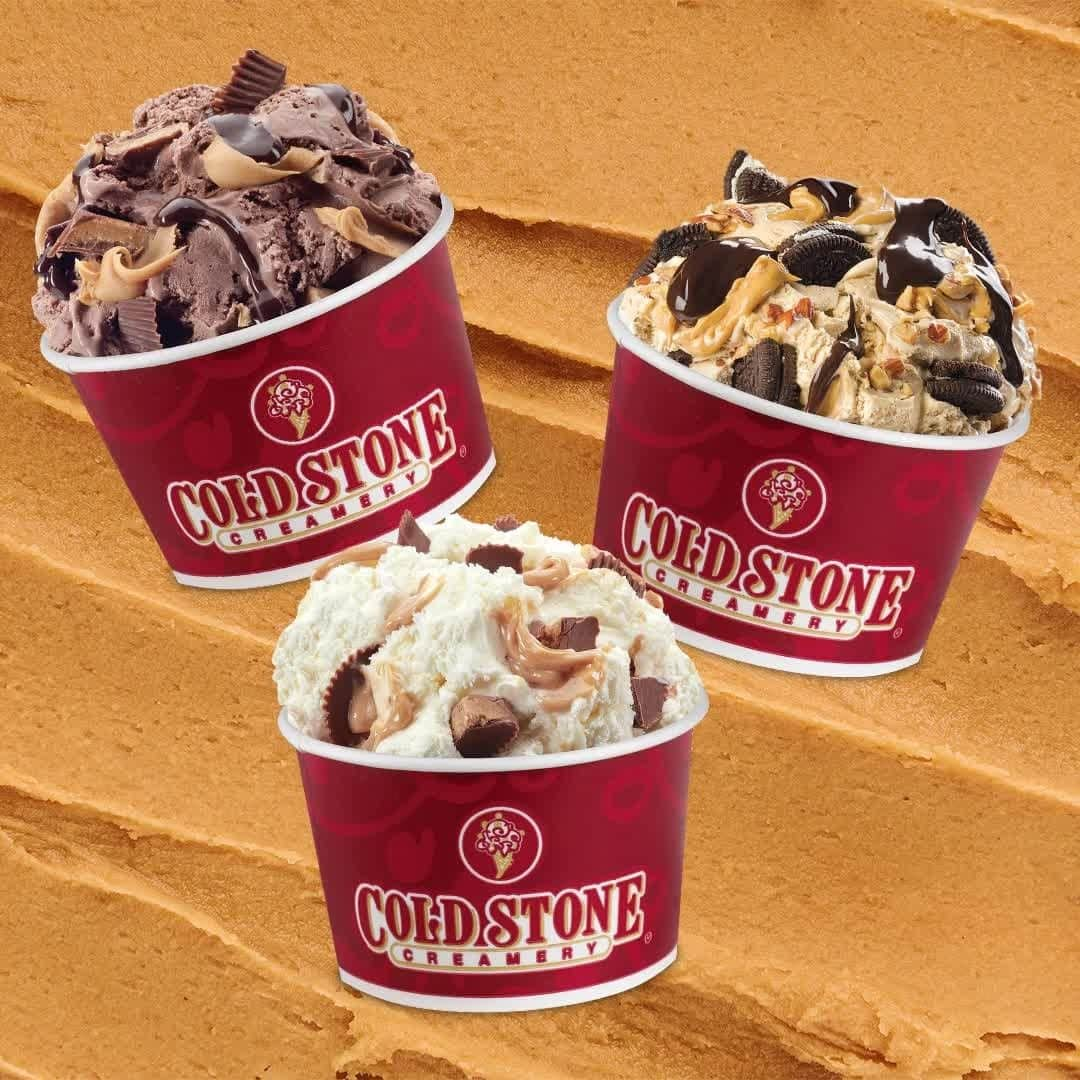 コールド・ストーン・クリーマリーのインスタグラム：「Calling all peanut butter fans! Here are our fav Creations™ to celebrate National Peanut Butter Lover's Day! 🤤  🥜 No Limit to the REESE’S 🥜 REESE’S Take 5 Peanut Butter Pretzel Blast  🥜 Peanut Butter Cup Perfection® 🥜 Dough-lightful Peanut Butter™ 🥜 Reese’s Peanut Butter Awesome Sauce 🥜 Mud Pie Mojo®」