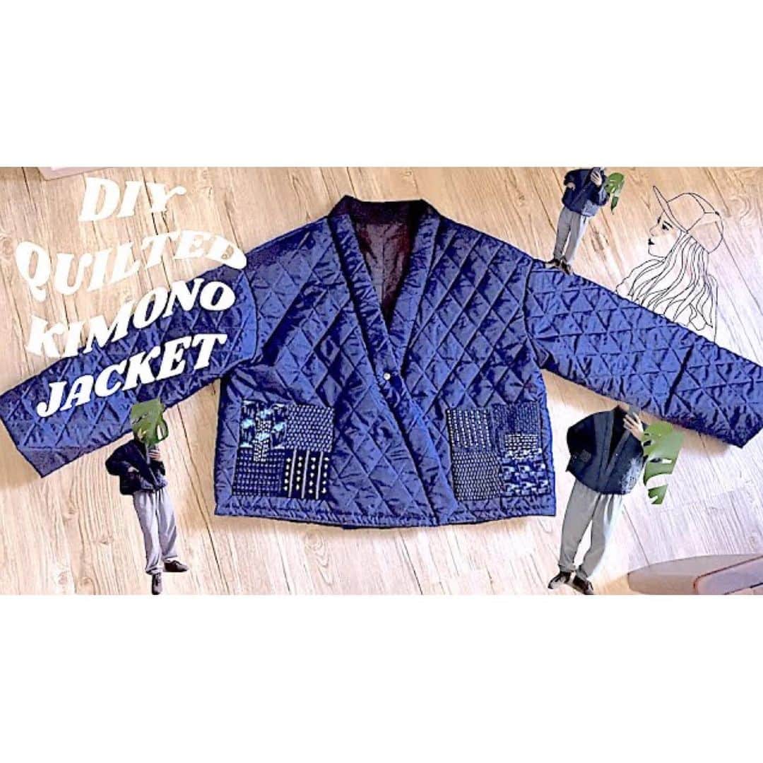 madebyayaのインスタグラム：「New video 🫶🏻  #sewing #diy #quiltedjacket #kimono #japaneseboro #japanesefabric #着物リメイク #vintagefabric #memadeeveryday #boro #indigo #upcycledclothing #sashiko #手作り服 #imakemyownclothes #handmadewardrobe #costura #couture #nähen #шитье #裁縫 #ハンドメイド大人服 #手芸 #ソーイング #handmade #着物リメイク #手作 #古布 #옷만들기 #미싱」