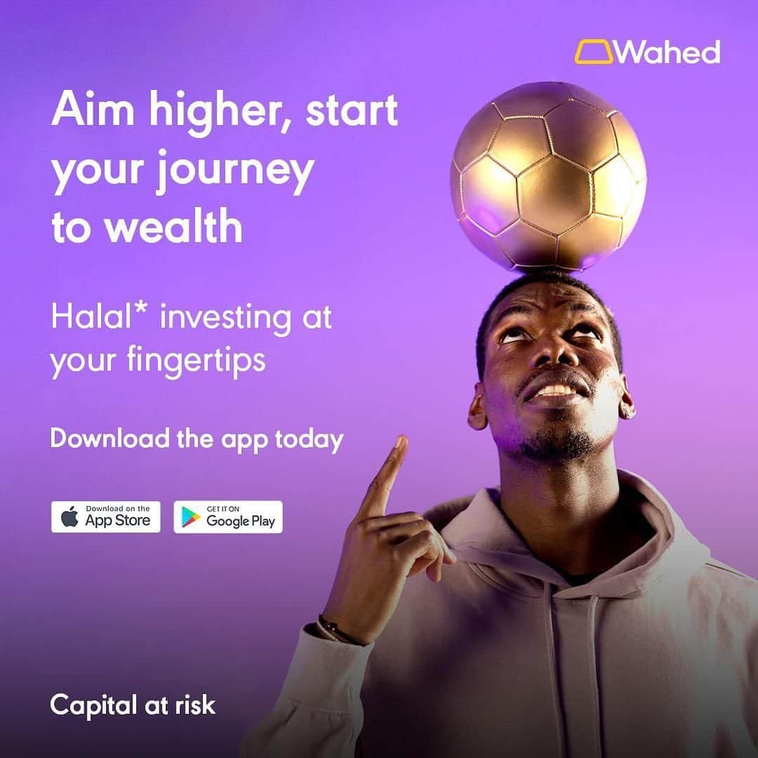 ポール・ポグバのインスタグラム：「Aiming higher and reaching for the stars is just the first step in building wealth.   📲 Download the Wahed app, get started on this journey and help make your dreams a reality.   Download the app now ✨ (link in our bio)  #AimHigher #WealthBuilding #FinancialFreedom #Wahedteam #Halalinvesting  Disclaimer: https://www.wahed.com/generaldisclaimers  *The term 'halal' denotes that it is permitted by and follows Islamic law.」