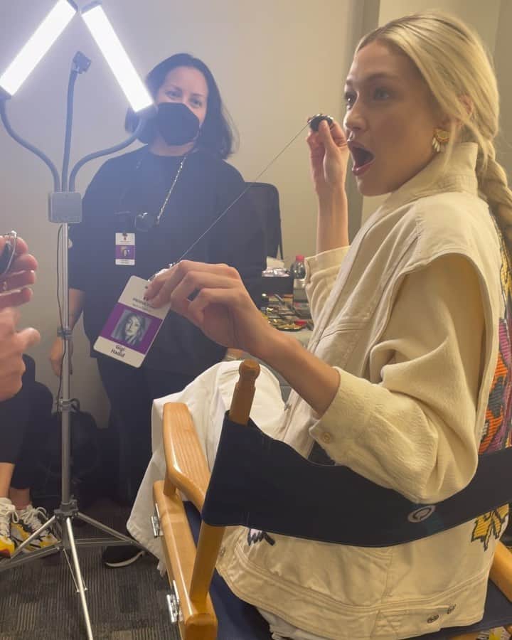 ジジ・ハディッドのインスタグラム：「NEXT IN FASHION drops TOMORROW on NETFLIX — and I’ll be officially @netflix OFFICIAL .. although this (No Access) Pass was genuinely validating ^ It opened one single door in the whole studio 🤣 THE POWERRRRR (thx @tanfrance. for everything. ily.) ❣️ @nextinfashion」