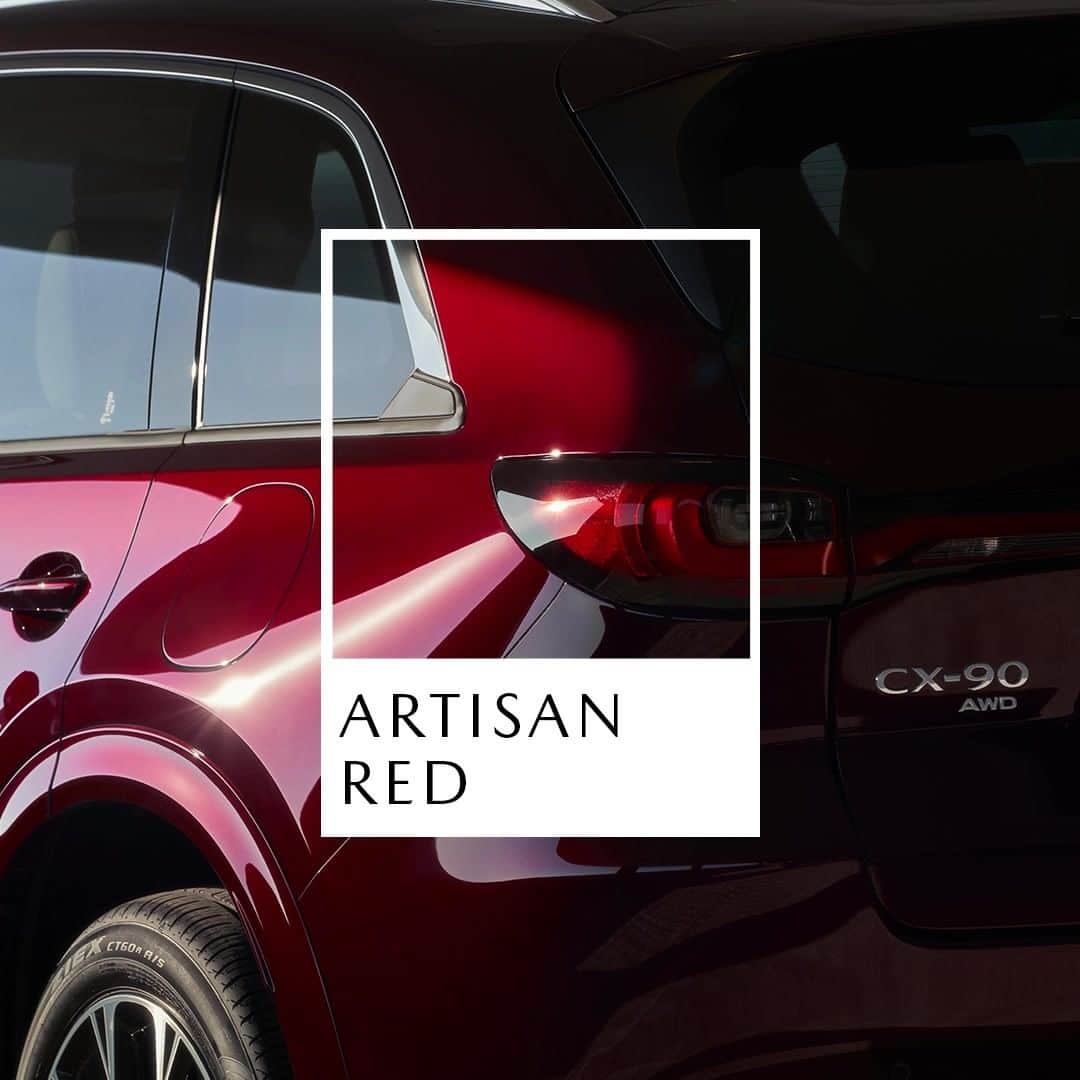 MAZDA Canadaのインスタグラム：「Introducing the new premium paint colour, Artisan Red, debuting its bold and dynamic range for the first time with the #MazdaCX90. Click the link in bio to learn more. #MazdaCanada #MazdaCX90 #CX90​ 🔴​ Rouge artisanal. Cette nouvelle couleur somptueuse qui habille le #MazdaCX90 fait une entrée remarquée dans la palette audacieuse de Mazda. Cliquez sur le lien dans notre bio pour en savoir plus.」