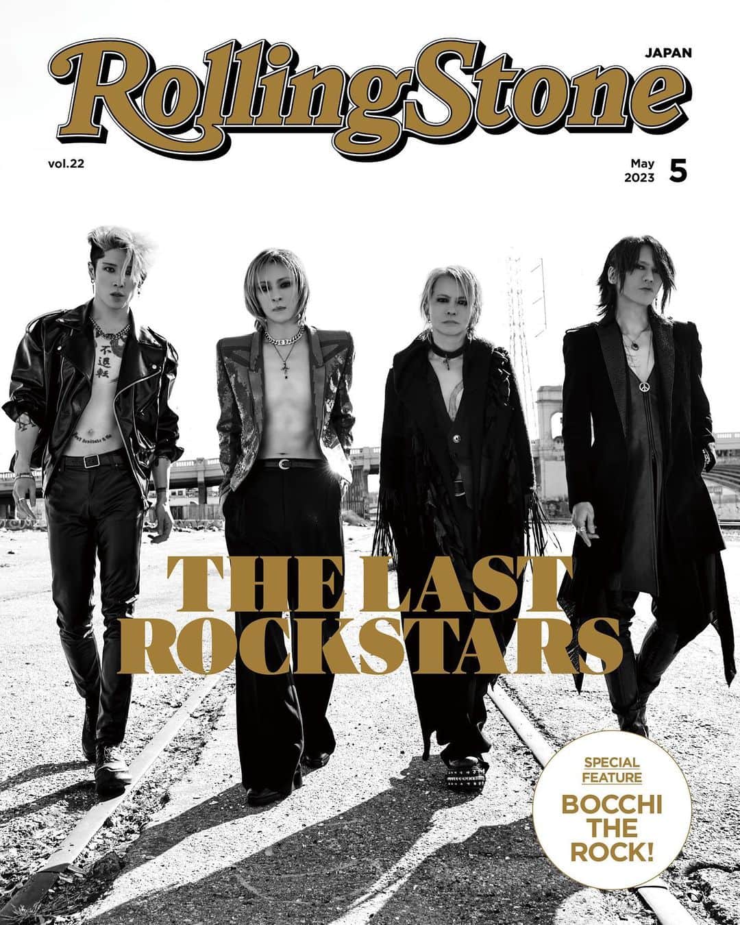 Hydeのインスタグラム：「Rolling Stone Japan vol.22  FRONT COVER：THE LAST ROCKSTARS @thelastrockstars https://www.instagram.com/thelastrockstars/ Photo：@ogata_photo https://www.instagram.com/ogata_photo/  ON SALE March 25  #THELASTROCKSTARS #YOSHIKI #HYDE #SUGIZO #MIYAVI @yoshikiofficial  @sugizo_official  @miyavi_ishihara @rollingstonejapan」