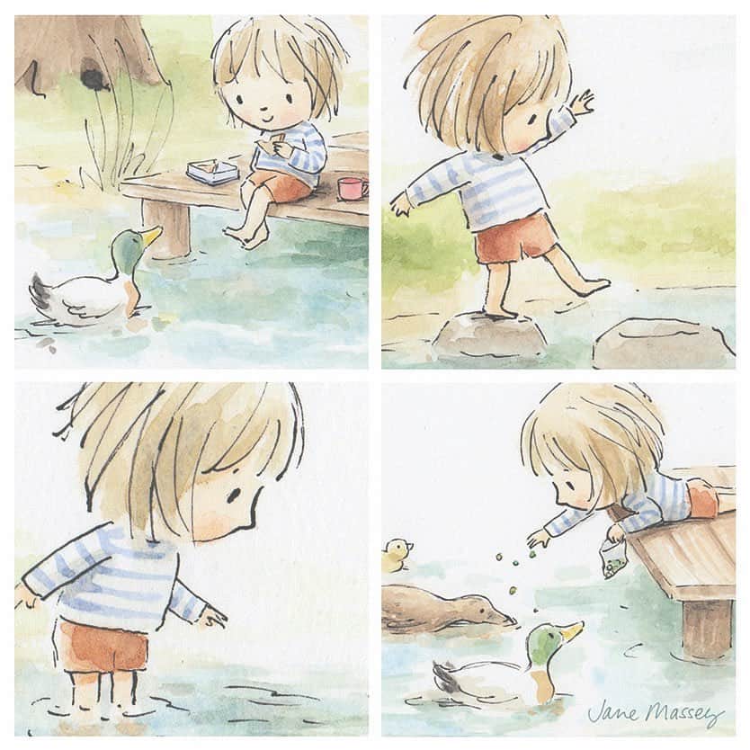 Jane Masseyのインスタグラム：「NEW original watercolour illustrations and prints featuring The Little Girl in my shop now (link in bio). Worldwide shipping.  Have a great weekend. 💛」