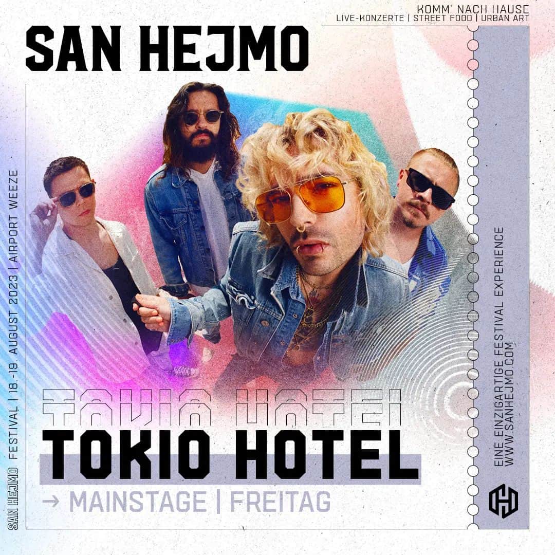Tokio Hotelさんのインスタグラム写真 - (Tokio HotelInstagram)「Ready für Runde 3?! Wir sind's definitiv! Wir spielen auf dem San Hejmo 2023 !! 💥🔥 #sanhejmo   San Hejmo Festival 2023 📍  Weeze 🗓  18.08.23 - 19.08.23   Wir freuen uns auf den Festival Sommer mit euch! Wer noch keine Tickets hat, Link ist in der Story und den Story-Highlights "LIVE 2023".  #staytuned #moretocome」3月3日 17時10分 - tokiohotel