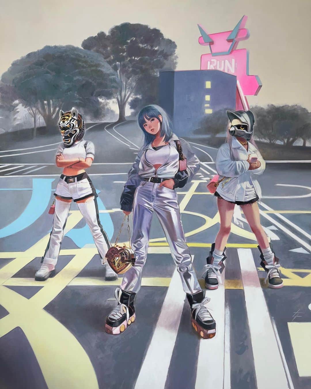 門小雷のインスタグラム：「BABY POP (2023)  Acrylic on Canvas 135 x 175 cm  2 | 14 2023」
