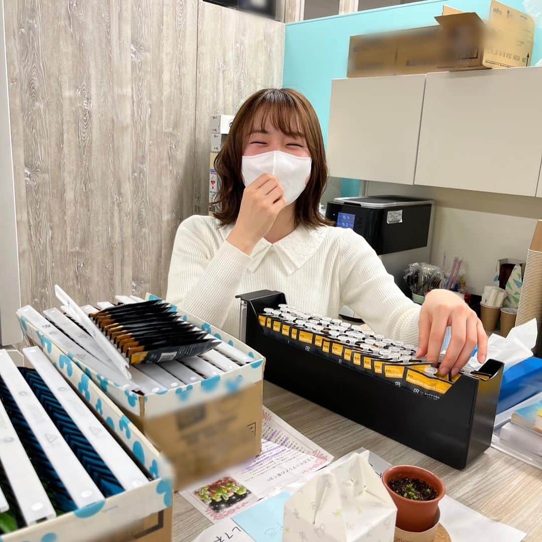 フジテレビアナウンサーのインスタグラム：「岸本アナより  朝業務の癒し☺️♡ ちょっとずつ成長していて、 健気な姿に感動しています🌱 うさ耳、早く見たいです🐰‎🤍  #モニラリア成長日記 #岸本アナ #ひな祭」