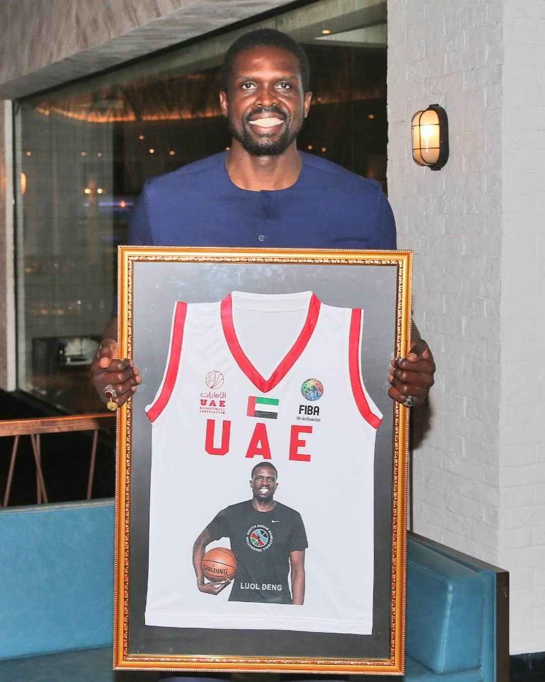 ルオル・デンのインスタグラム：「Big thanks to the UAE. Especially to Mr. Ismail Algergawi, the UAE Basketball Association President, and the staff for their warm welcome and support! Looking forward to working together and exchanging ideas on improving basketball in our beloved countries. 🙏🏾 #SouthSudanBasketball #UAEBasketball #WorldCup #Teamwork #Success」