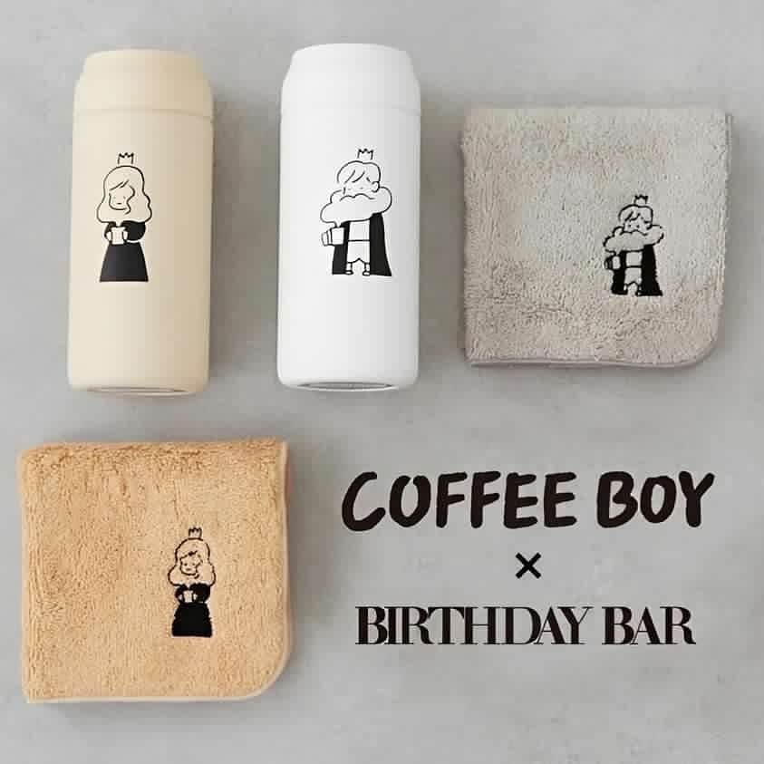 COFFEE BOYのインスタグラム：「【WORK】 BIRTHDAY BARさんから コーヒーの王様とお姫様の新商品が 発売になりました！  以前描き下ろしていた 王様とお姫様のイラストマグカップが おかげさまで大好評で この度、新しいグッズが発売されます！  今回はサーモマグボトルと タオルハンカチが新たに仲間いり。  サーモマグは、 キッチンブランドのthermo mugを使用し、 冷保温対応で新真空二重構造で、 コーヒーを美味しく頂くことができます  タオルハンカチは、 今治産のタオルを使用しており、 使えば使うほど味が出るタオルです  新生活の贈り物にもオススメ！  ルクア大阪の8周年を記念して、 BIRTHDAY BARルクア大阪店で先行販売します。  関西のみなさん、 ぜひBIRTHDAY BARにぜひよってみてくださいね  【発売期間】 BIRTHDAY BAR ルクア大阪店 先行発売3月1日〜3月31日  BIRTHDAY BAR/ 姉妹ブランド CUiSiNE HABiTS その他全店舗/WEBでは、 4月1日より発売開始です  [WORK] From BIRTHDAY BAR A new product of the king and princess of coffee Now on sale!  I used to draw King and princess illustration mug Thank you very much New goods will be released this time!  This time with a thermo mug bottle A towel handkerchief is a new companion.  Thermomag is Using the kitchen brand thermo mug, With a new vacuum double structure that supports cold and heat retention, You can enjoy delicious coffee  The towel handkerchief is We use Imabari towels, It is a towel that tastes better the more you use it.  Recommended as a gift for new life!  In commemoration of LUCUA Osaka's 8th anniversary, It will be pre-sold at the BIRTHDAY BAR LUCUA Osaka store.  Dear Kansai people, Please drop by BIRTHDAY BAR by all means  [Release period] BIRTHDAY BAR LUCUA OSAKA Pre-sale from March 1st to March 31st  BIRTHDAY BAR/ Sister brand CUiSiNE HABiTS In all other stores / WEB, Sales start from April 1st」