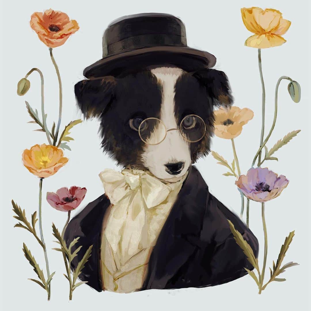 tonoのインスタグラム：「#illustration #dog #gentleman」