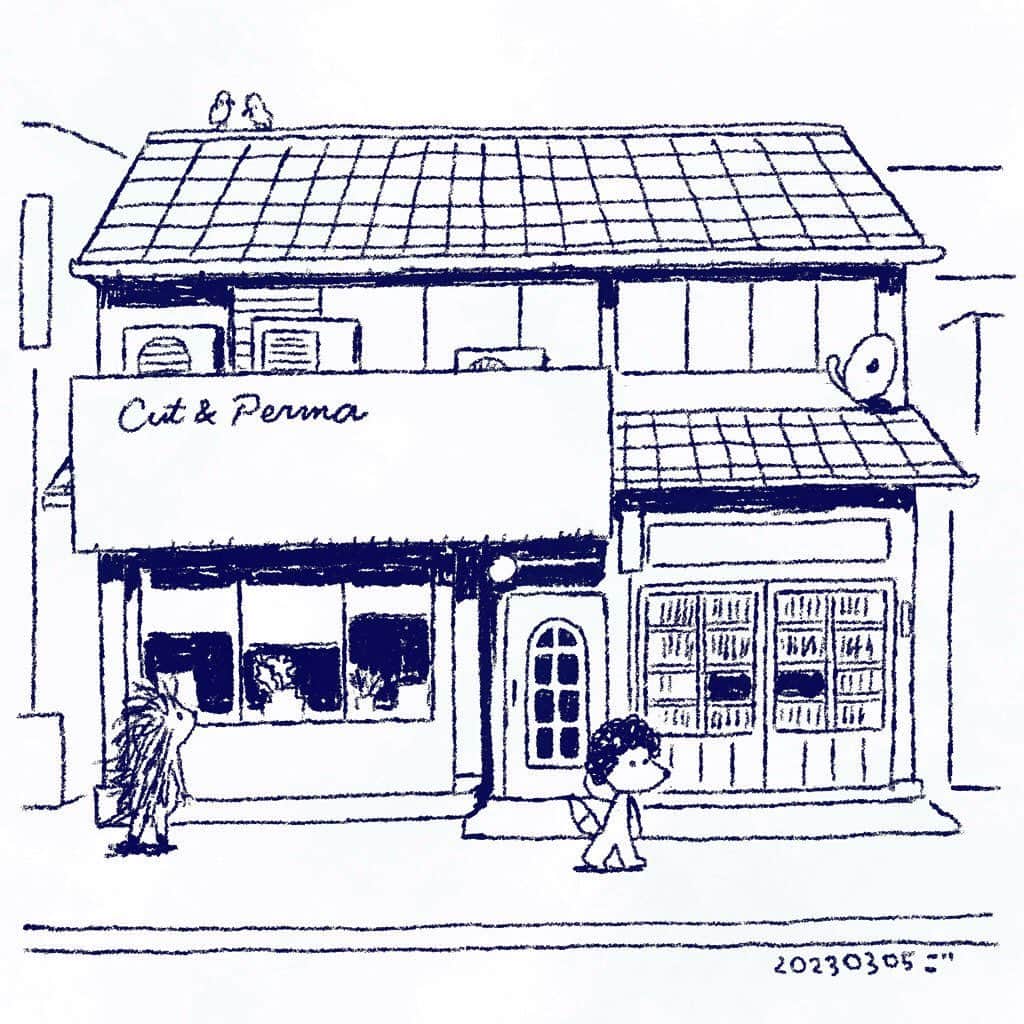 合田経郎のインスタグラム：「Cut & Perma #週末スケッチ　#らくがき生活　#sketch #holidaysketch」