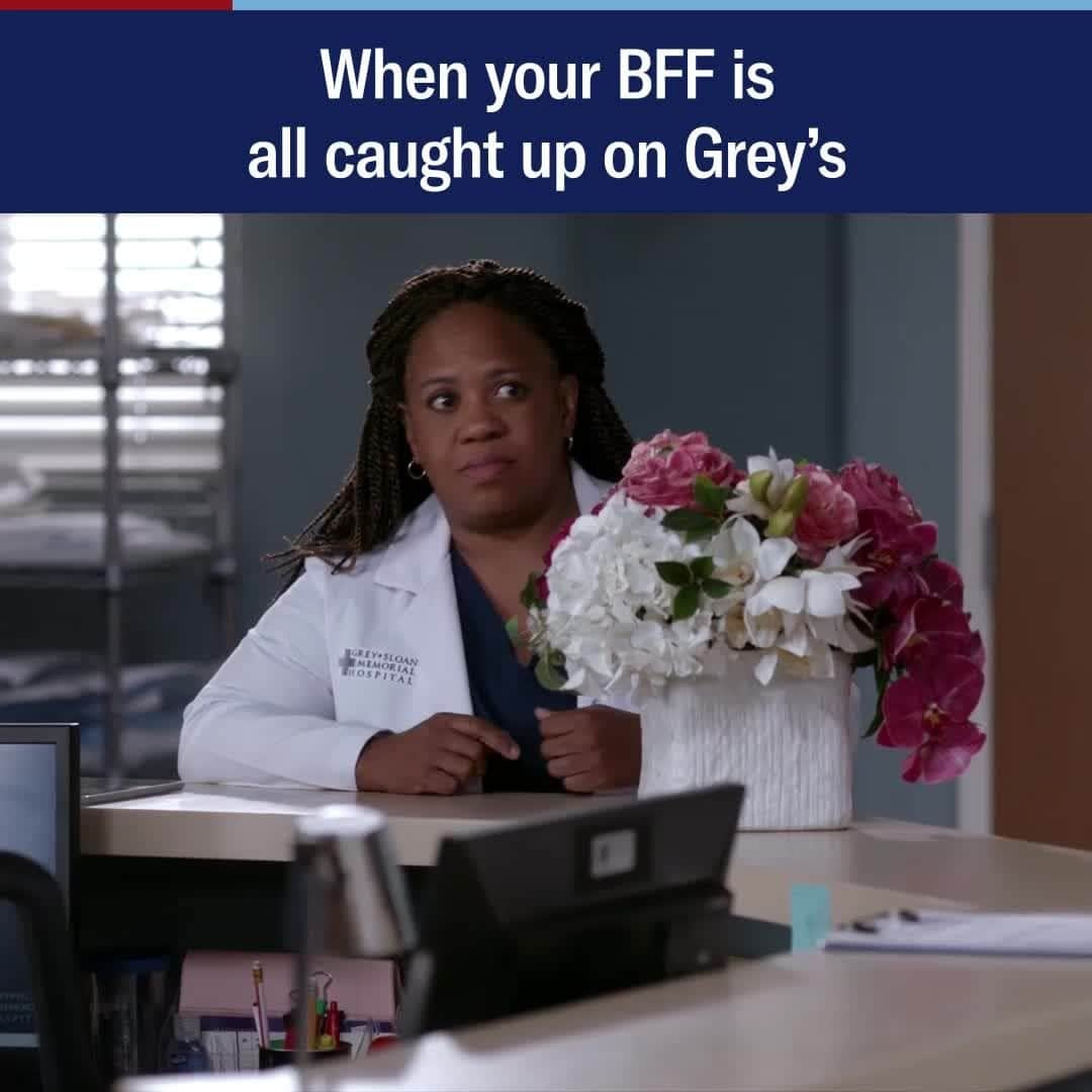 Grey's Anatomyのインスタグラム：「My bestie just gets it. 💙 If yours isn't all caught up, tag them below to remind them to stream on Hulu!」