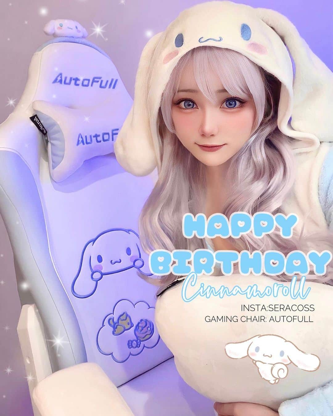 せら☆こすさんのインスタグラム写真 - (せら☆こすInstagram)「Cinnamoroll's birthday celebration GIVEAWAY🔷   Wahhh😍 💕 To celebrate Cinnamoroll's birthday, the gaming chair company Autoful will give away a Cinnamoroll gaming chair ($399) to 2 person🥹💕I use it too😍💕   The white color makes it easy to match with any room, and the cute design makes it a great gift for your lover🥹💕 so try your luck🥹💕💕yeay💕   🟦🟦How to participate 🟦🟦    1. Follow @autofull_official  and my cosplay account  @seracoss  ⏩ and don't forget to "like" this post👌🏻🥹haha💕    2. Tag your friends  in the comments And single comment 🥹 ⏩ Fake accounts and official accounts are excluded  🌸 Participation is not compulsory, but if you win, you'll be lucky 🥹💕let me know too 😆💕  ⏳entry end is     April 11st✨✨    Winners will receive a DM directly from the official Autofull.  If you receive a DM from a fake account, please do not reply🥹🙏🏻    Good luck everyone 🥰🟦🟦 . . . . #autofull #giveaway #giveawaytime #cinnamonrolls #cinamoroll #cinamorollbirthday #animecosplay #animegirl #animelover」3月5日 18時47分 - seracoss