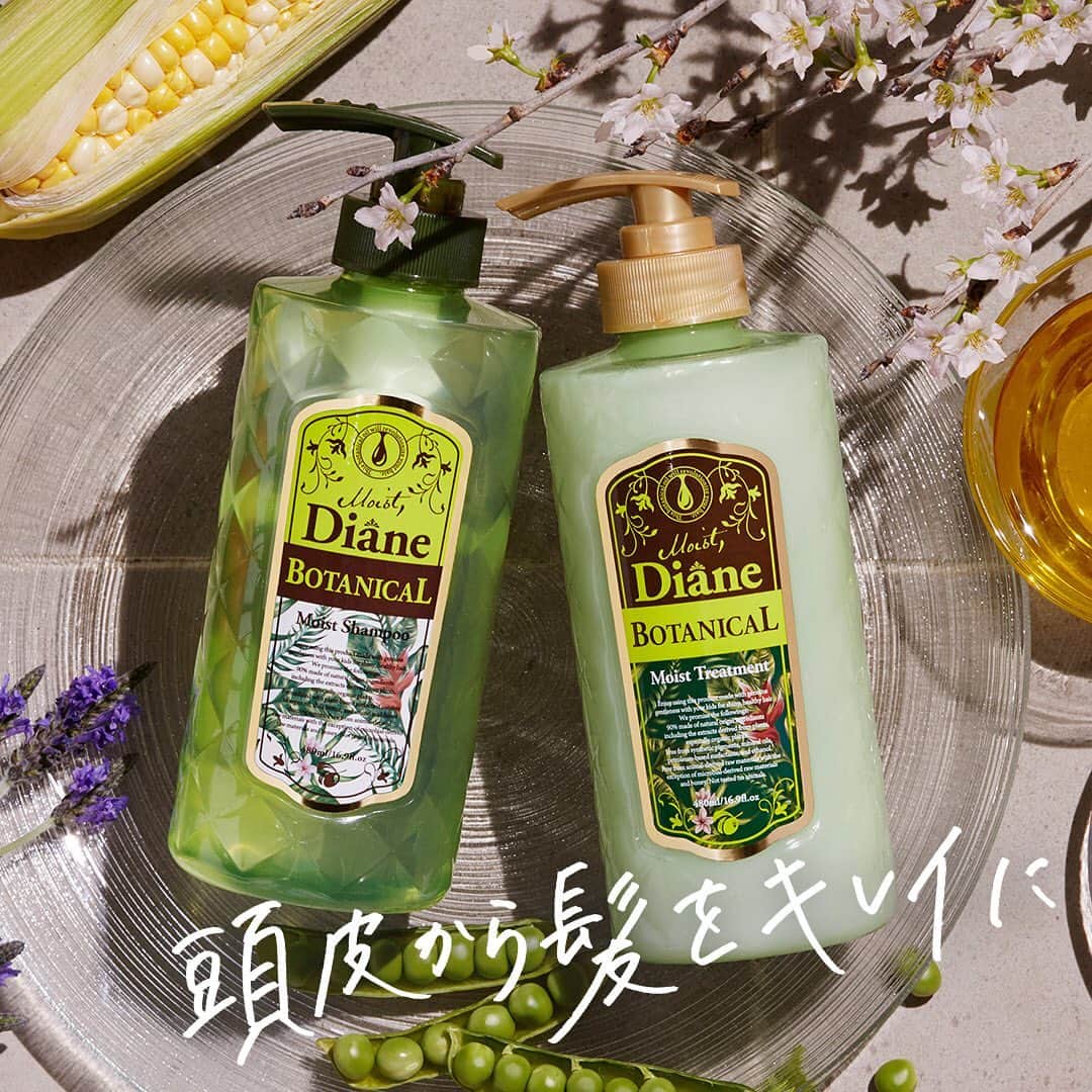 モイストダイアンボタニカルのインスタグラム：「＊ 新生活が始まる春に向けて、自分磨きを強化🌸 髪の毛は第一印象を左右する重要なパーツ🙋‍♀️✨毎日のホームケアでうるおいのある ツヤツヤ美髪を目指しませんか？😌 頭皮と髪をうるおす「ボタニカルモイスト」のシャンプー＆トリートメントは、グリーンのボトルが目印です🌿🍀💚  #ダイアン #ダイアンボタニカル #ボタニカル #ボタニカルボディソープ #無添加 #ボディケア #ハンドケア #シャンプー #トリートメント #ボディミルク #ボディソープ #おこもり美容 #リラックスタイム #保湿ケア #乾燥対策 #頭皮ケア #セルフケア #気分転換 #新生活準備 #美髪」