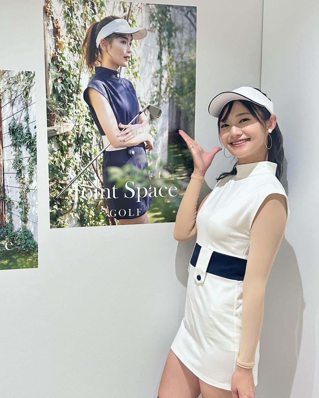 のインスタグラム：「先日Joint Spaceさんの内見会にお邪魔してきました🥰✨ 普段着で着てるのだけど、なんとJoint Space Golfが新登場だそうです😆💕  日常でも使えるゴルフウェアがコンセプトという事で、普段着でも活躍してくれそうなウェアが沢山🥰❤️ 投稿で着用してるものは全てJoint Space Golfのものです✨  個人的にはちょっとレトロな白ワンピがツボ🤍  そして！💕期間限定でプレゼントキャンペーンが開催されてるみたいです🎁✨  @jointspace_golf の投稿をチェックしてみてください🫶🏻💕  ※フォロー＆いいね＆コーデ投票コメントでキャンペーン応募できるみたいです♪  🎀プレゼントキャンペーン期間🎀 3/20(月) AM10:00 〜4/3(月)AM9:59まで   そしてonlineショップやポップアップの情報も頂いたので是非チェックしてみてください👇🏻✨✨ ✼••┈┈┈┈┈┈┈┈┈┈┈┈••✼   ▶︎ online store  （2023/3/31公開・4月上旬ごろ販売開始予定）   ▶︎Popup 銀座三越（2023/4/5〜4/11）  スイング碑文谷 （2023/4/22〜4/24）   ✼••┈┈┈┈┈┈┈┈┈┈┈┈••✼」