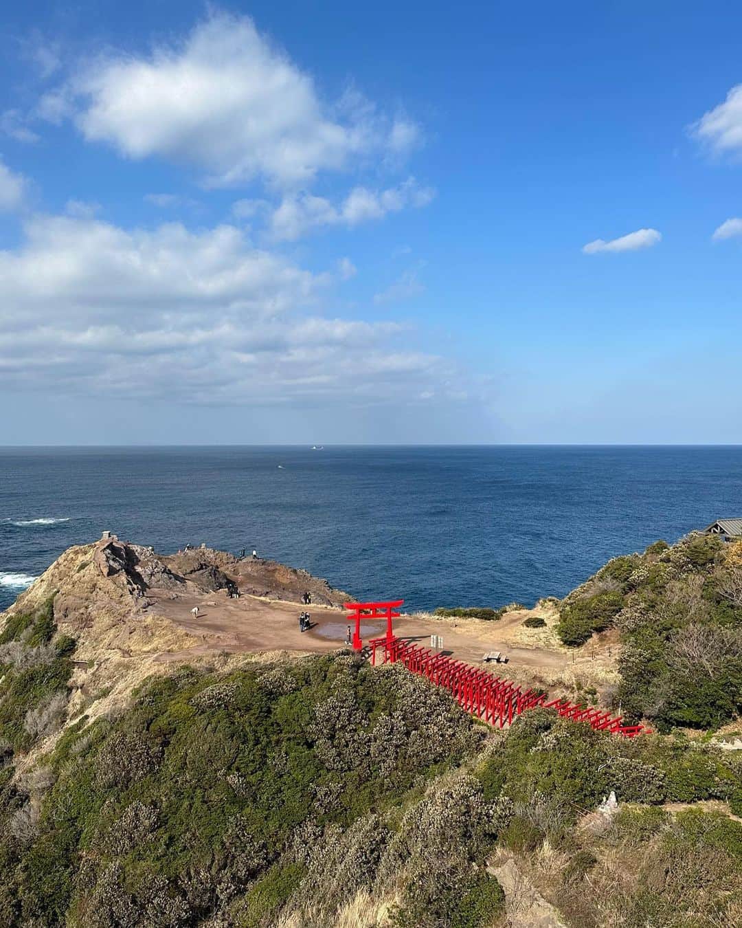 阿部朱梨のインスタグラム：「お誕生日は初めての山口県へ 角島また行きたいなあ🦊  #元隅乃稲成神社  #6m上の賽銭箱  #はいらなかった🤣 #おみくじ大吉だから #29歳も最高♡」