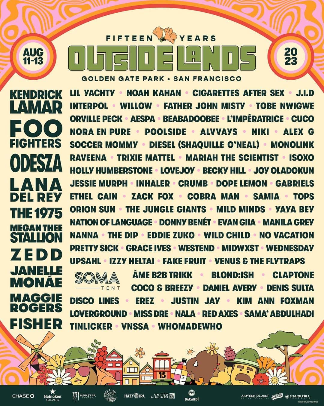フー・ファイターズのインスタグラム：「San Francisco, we’ll see you at @outsidelands 2023! Tickets are on sale tomorrow, March 8 at 10am PT.」