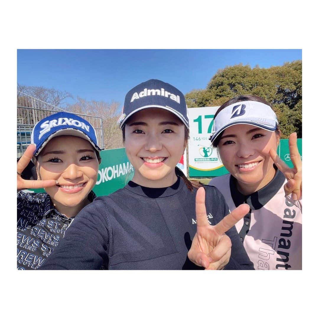 堀奈津佳のインスタグラム：「natsuka  安田彩乃ちゃんと、妹と練習ラウンド⛳️  #彩乃ちゃん可愛い🥺🫶 #lpga #明治安田生命レディス」