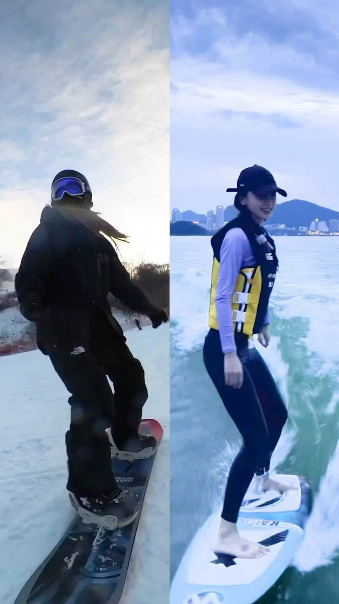 アンジェラベイビーのインスタグラム：「🏂vs🏄🏻」