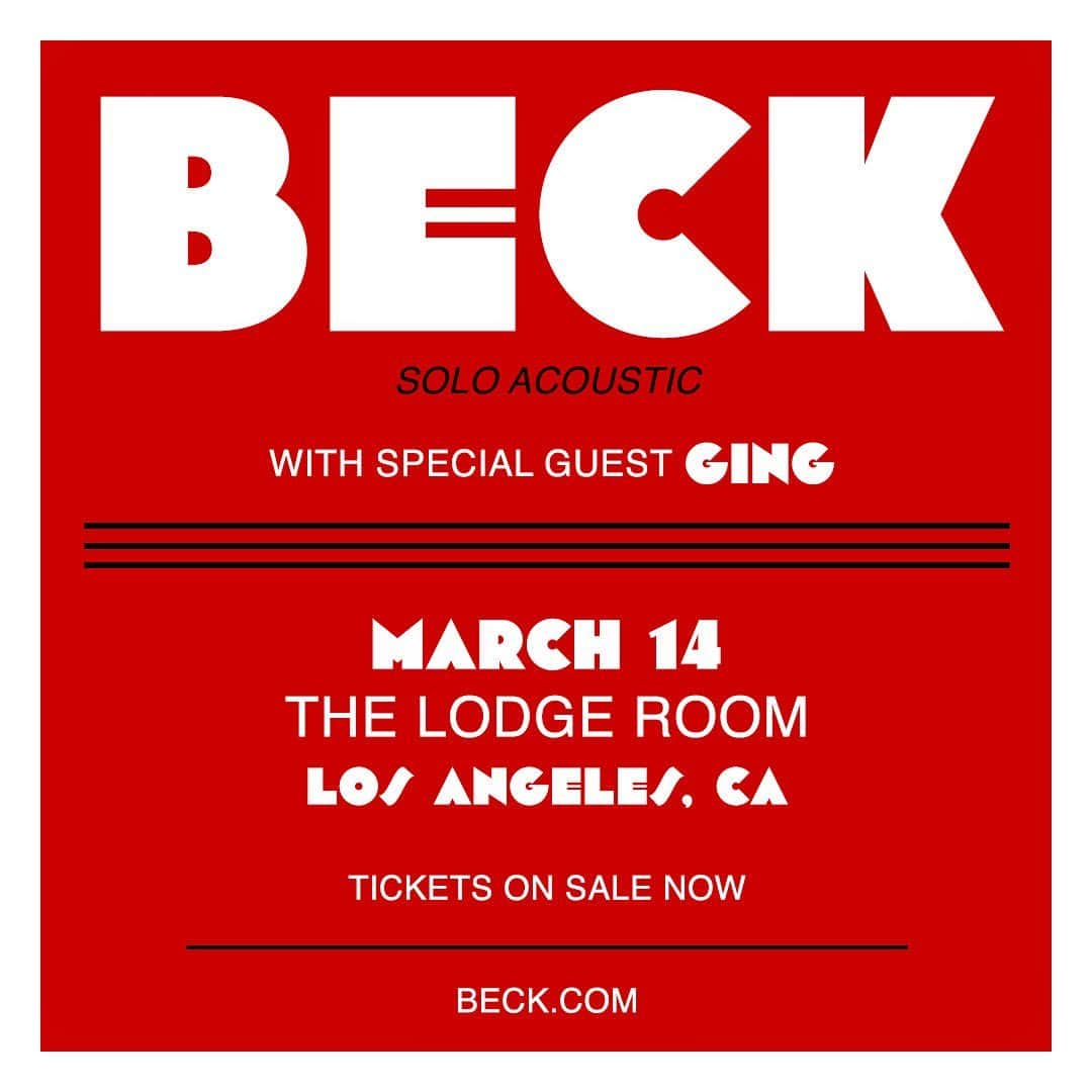 Beckのインスタグラム：「Los Angeles - see you at the @lodgeroom next week with @wayofging. Tickets on sale now at the link in bio.」